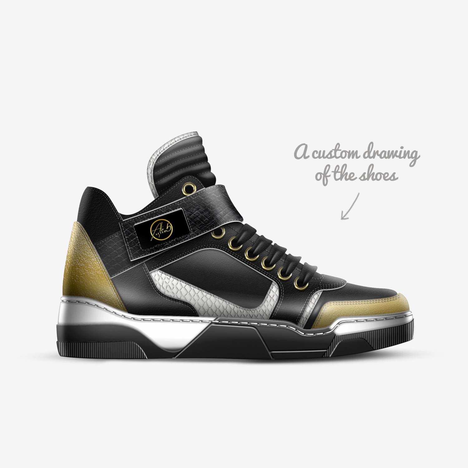 AF-5 custom made in Italy shoes by Mershodd Redmon | Sketch view