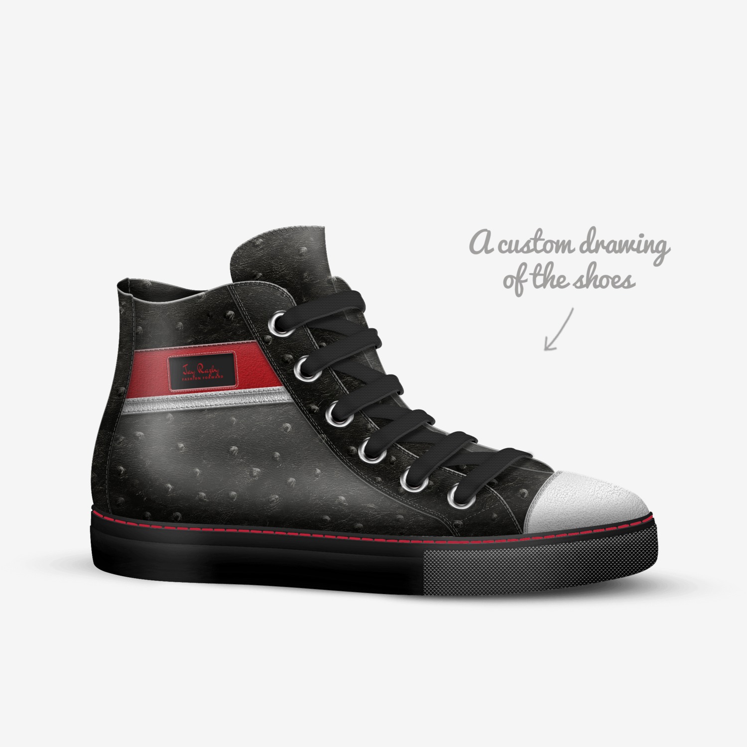 Jay Razby  custom made in Italy shoes by Jay Rock | Sketch view