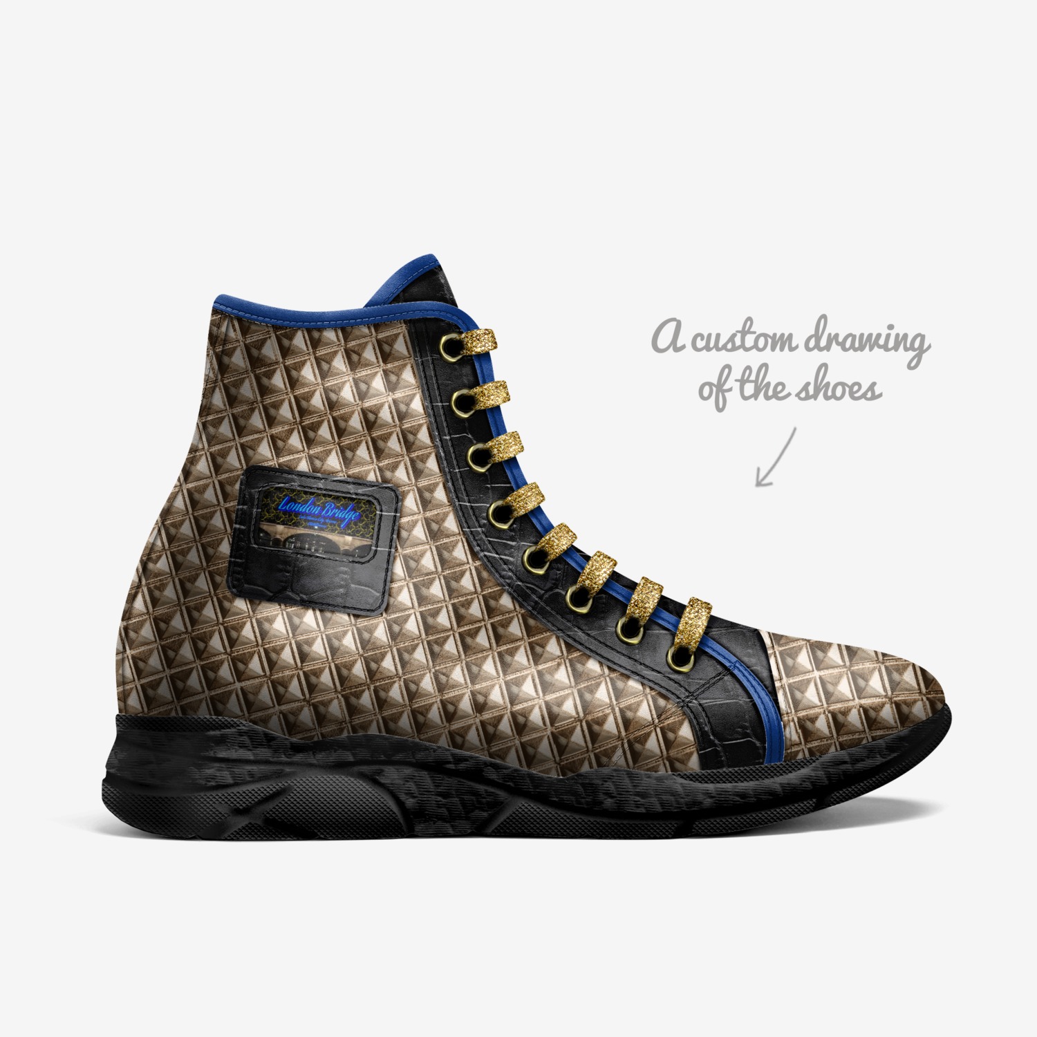 LONDON BRIDGE custom made in Italy shoes by Susan Pierce | Sketch view