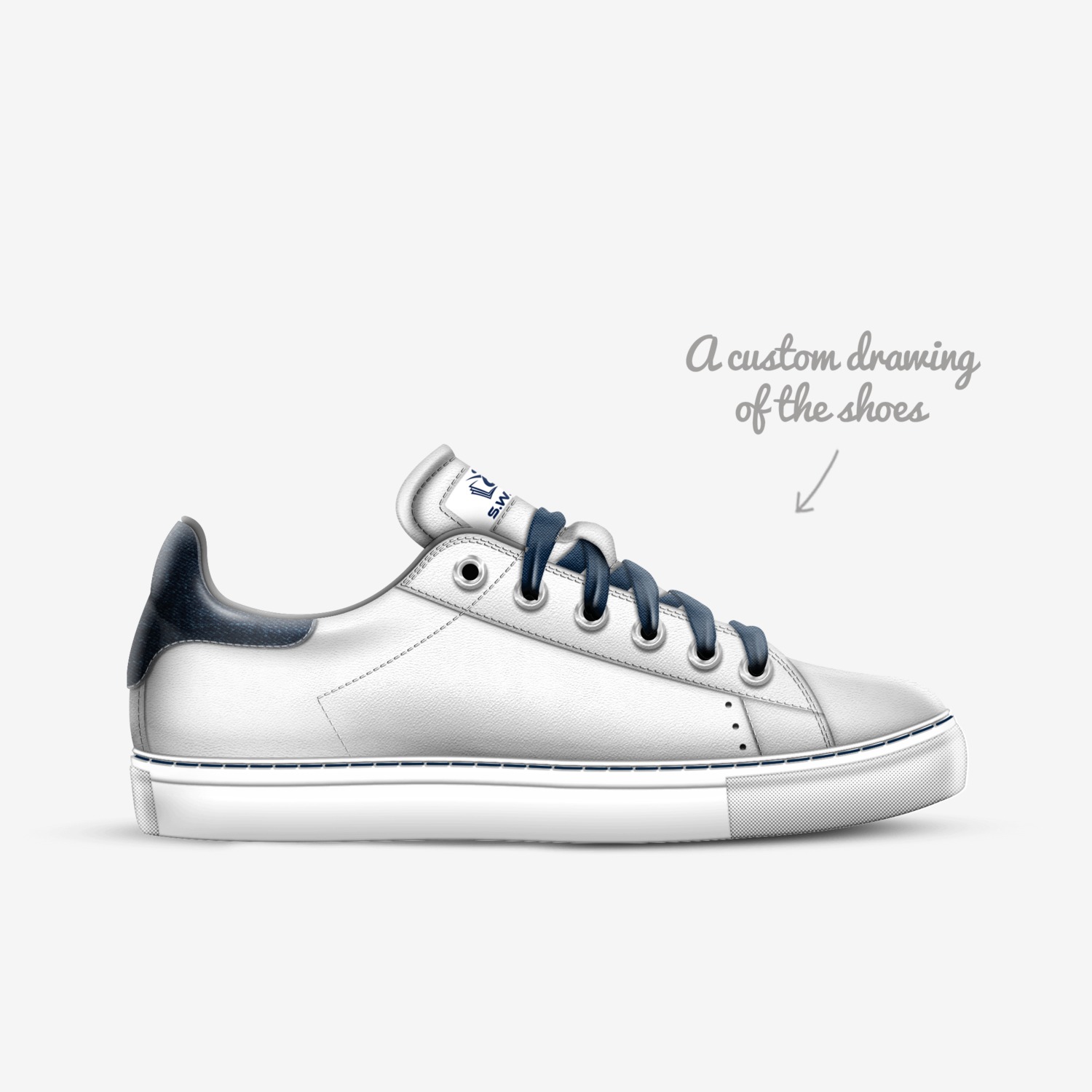 Blue Classic 68 custom made in Italy shoes by Veney Cochran | Sketch view