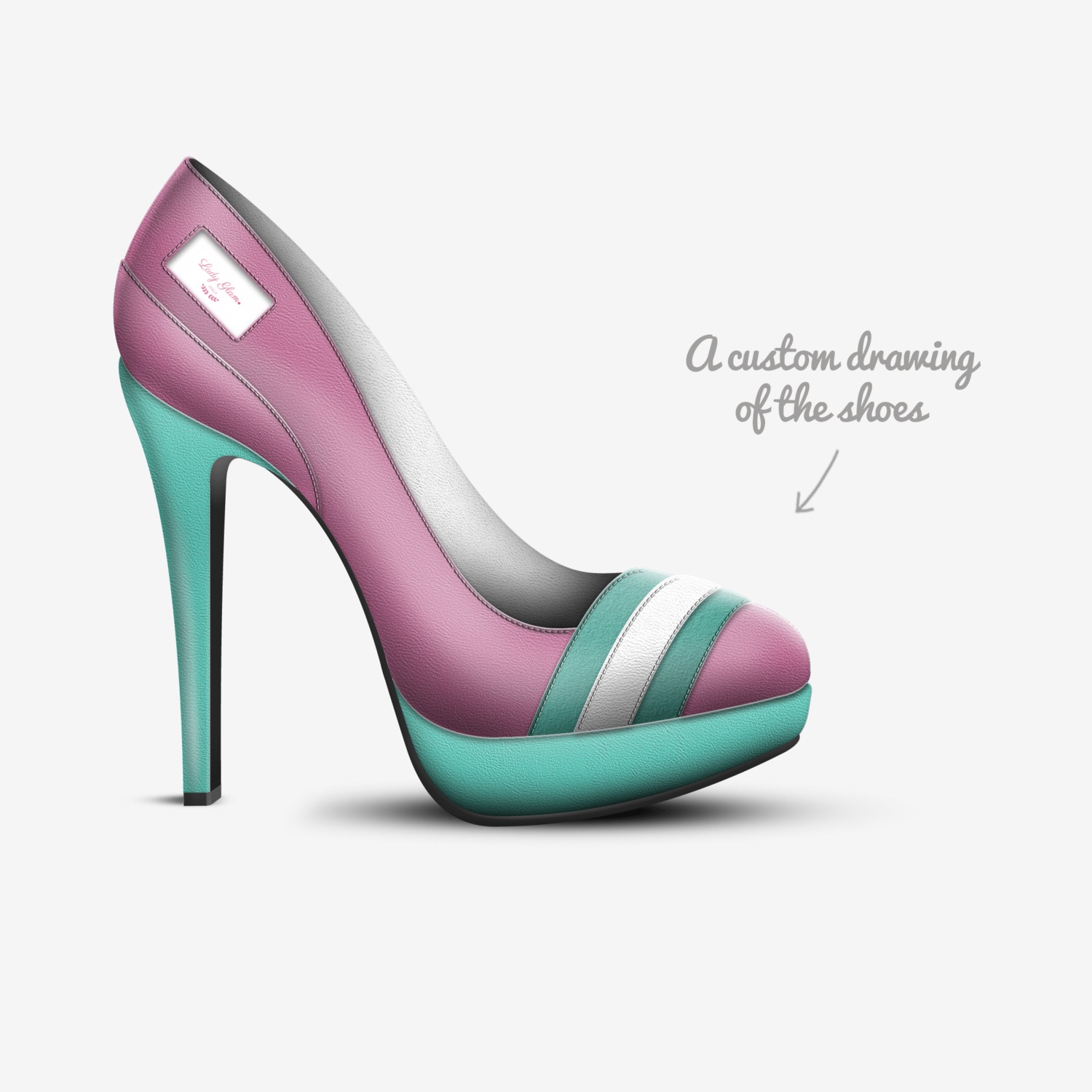 Lady Glam custom made in Italy shoes by Nicholas Blake | Sketch view