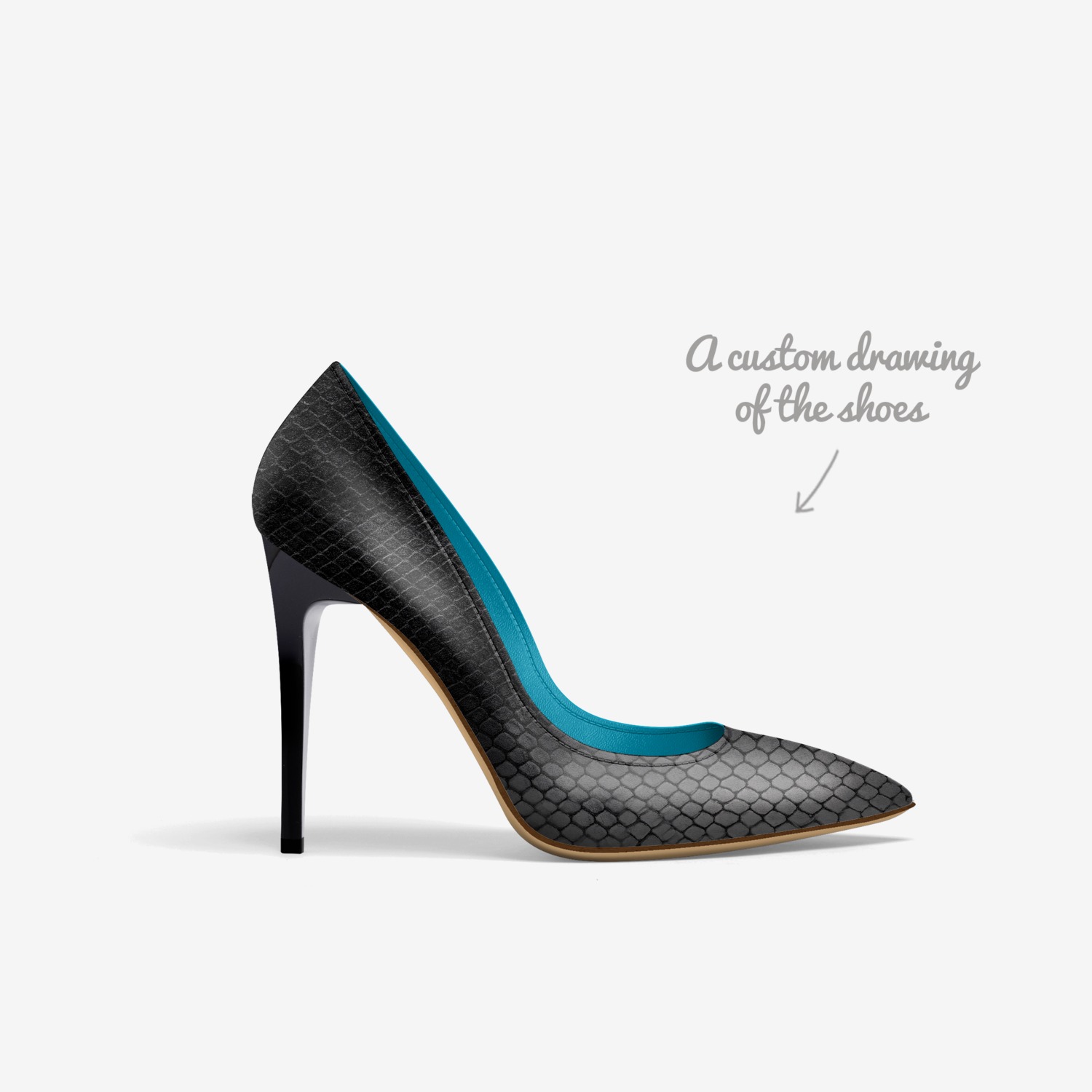 Her World custom made in Italy shoes by Les Will | Sketch view
