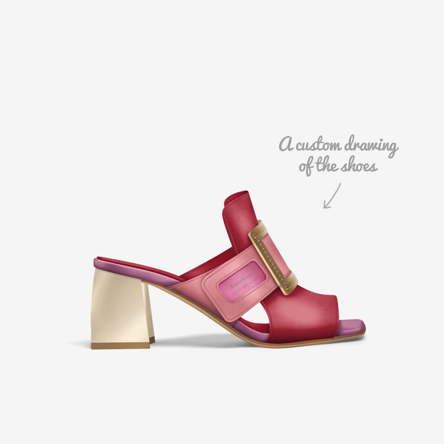 Scriptuallyours  custom made in Italy shoes by Melissa Moses | Sketch view