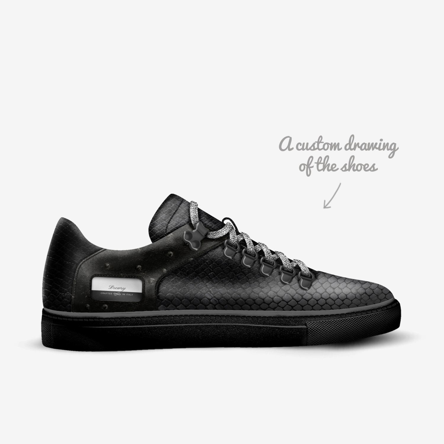 Drewry custom made in Italy shoes by Omar Drewry | Sketch view