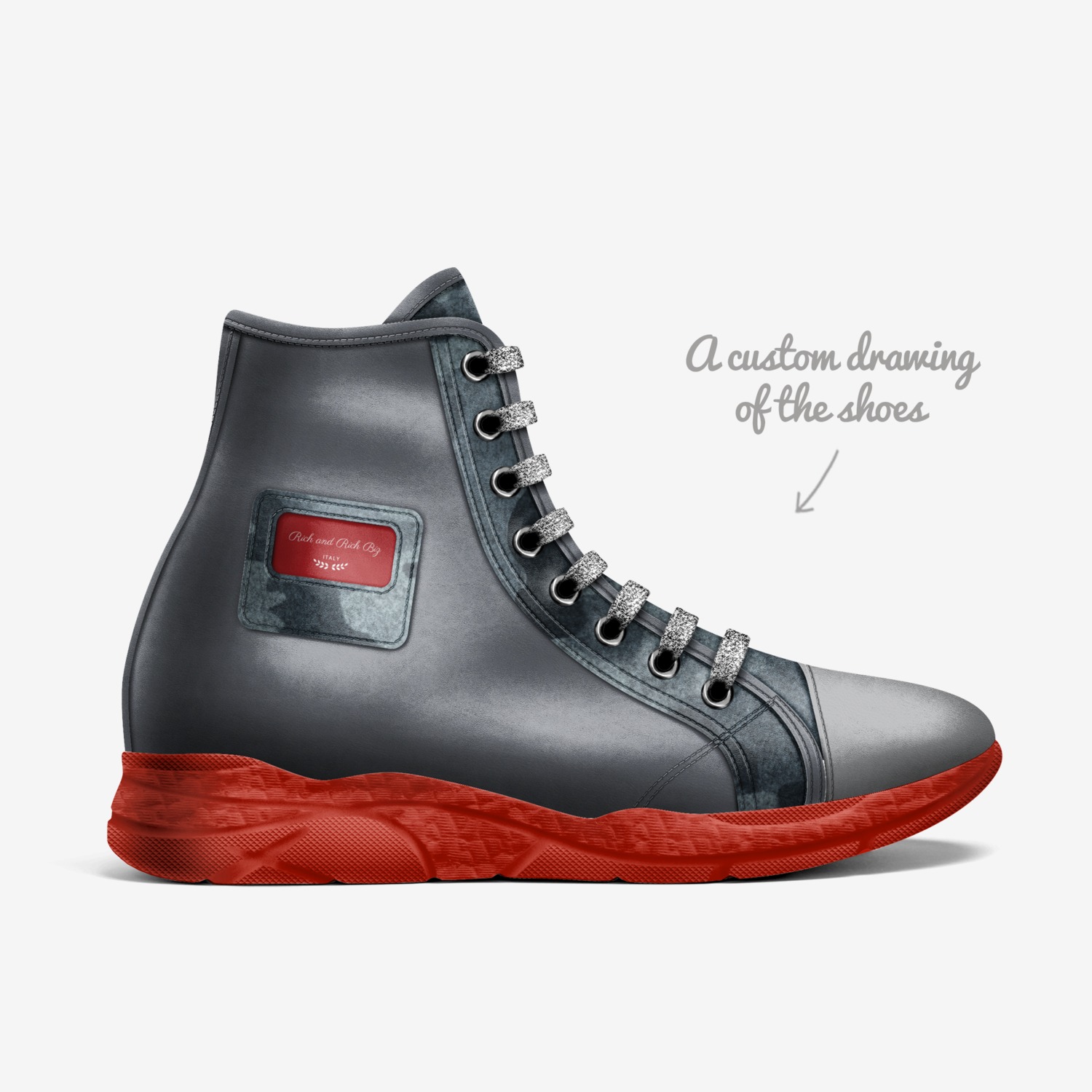 Rich and Rich Biz custom made in Italy shoes by Desiree Sims | Sketch view