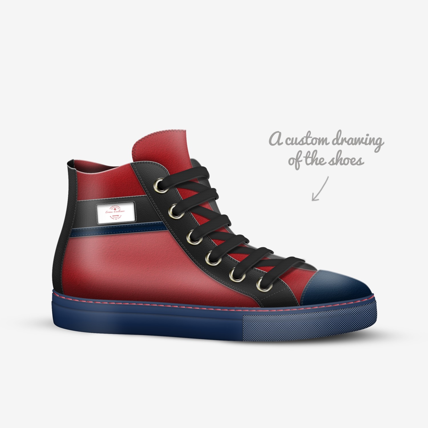 Cosmic shoes custom made in Italy shoes by Evan Cusson Sneakerhead38 | Sketch view