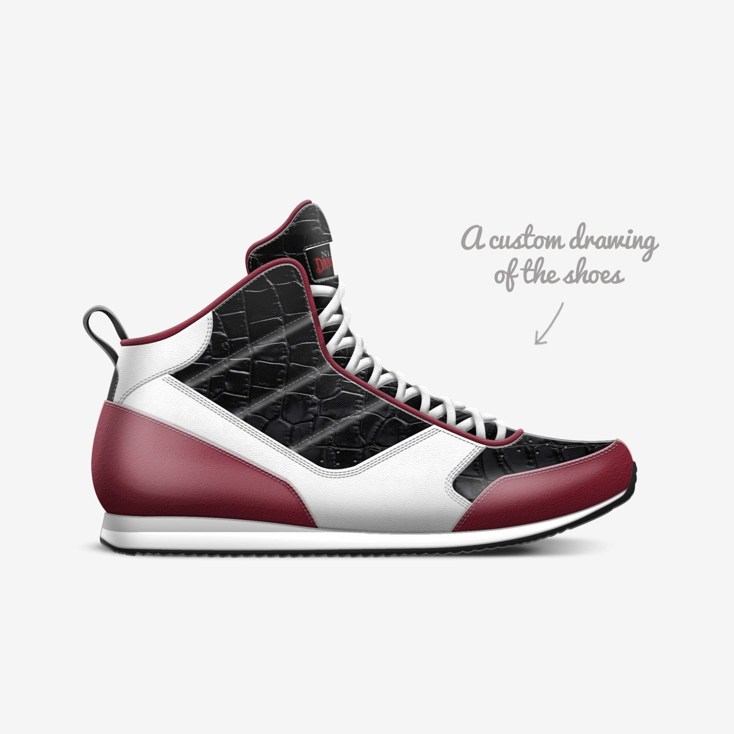 Nixon Dracula's custom made in Italy shoes by Ray Kolinski | Sketch view