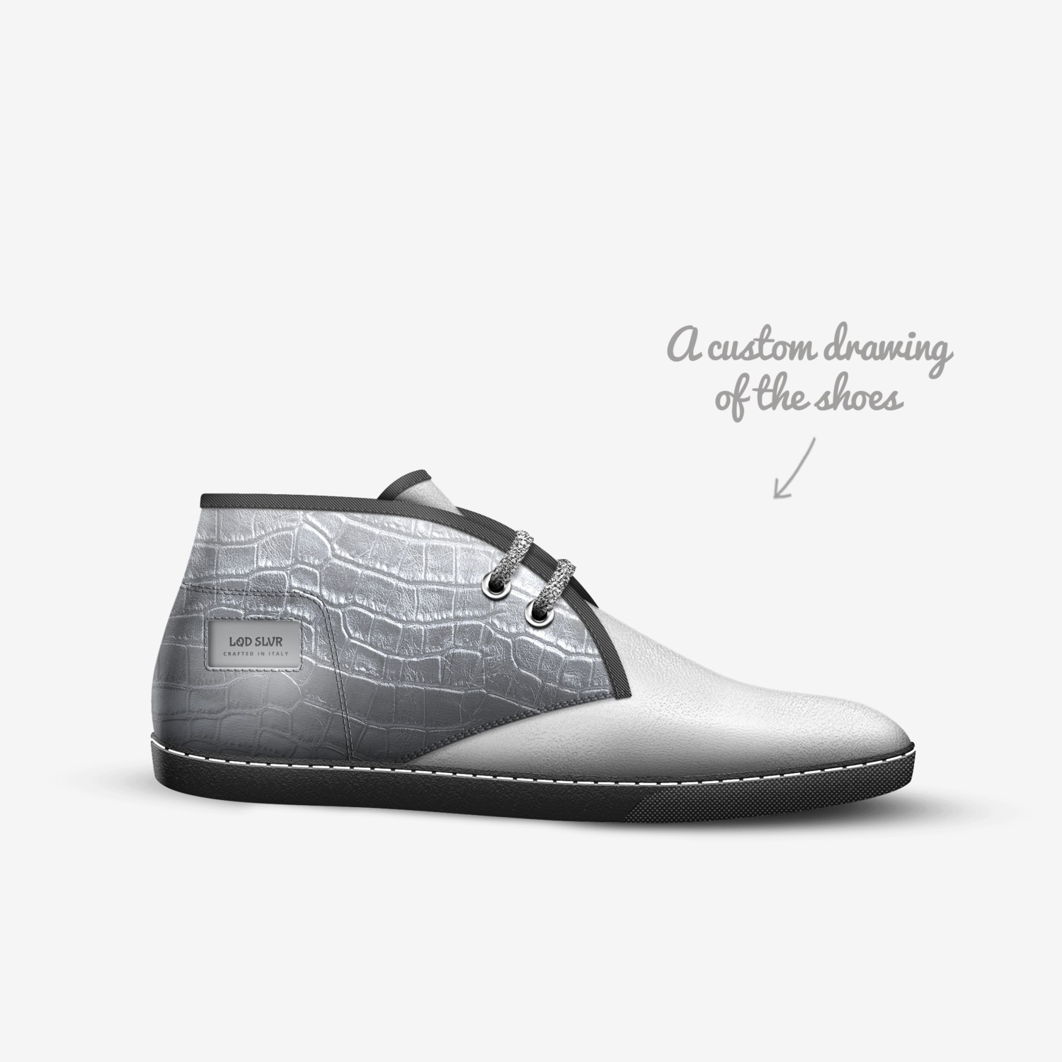 LQD SLVR custom made in Italy shoes by Dwayne White | Sketch view