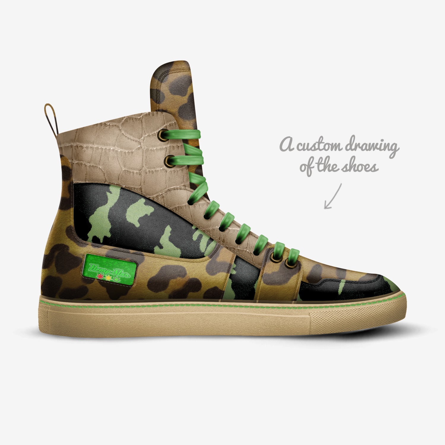 Hempstar Jungle custom made in Italy shoes by Ryan O. Ilinca | Sketch view