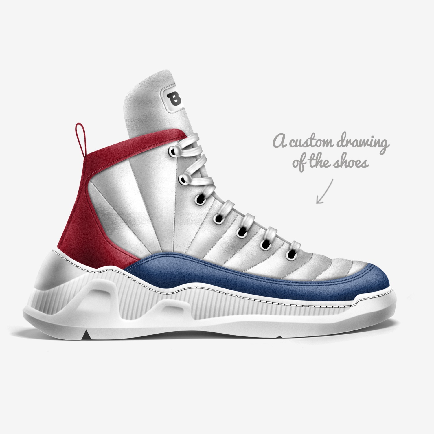 Knights White Pro custom made in Italy shoes by Being Great Every Day | Sketch view