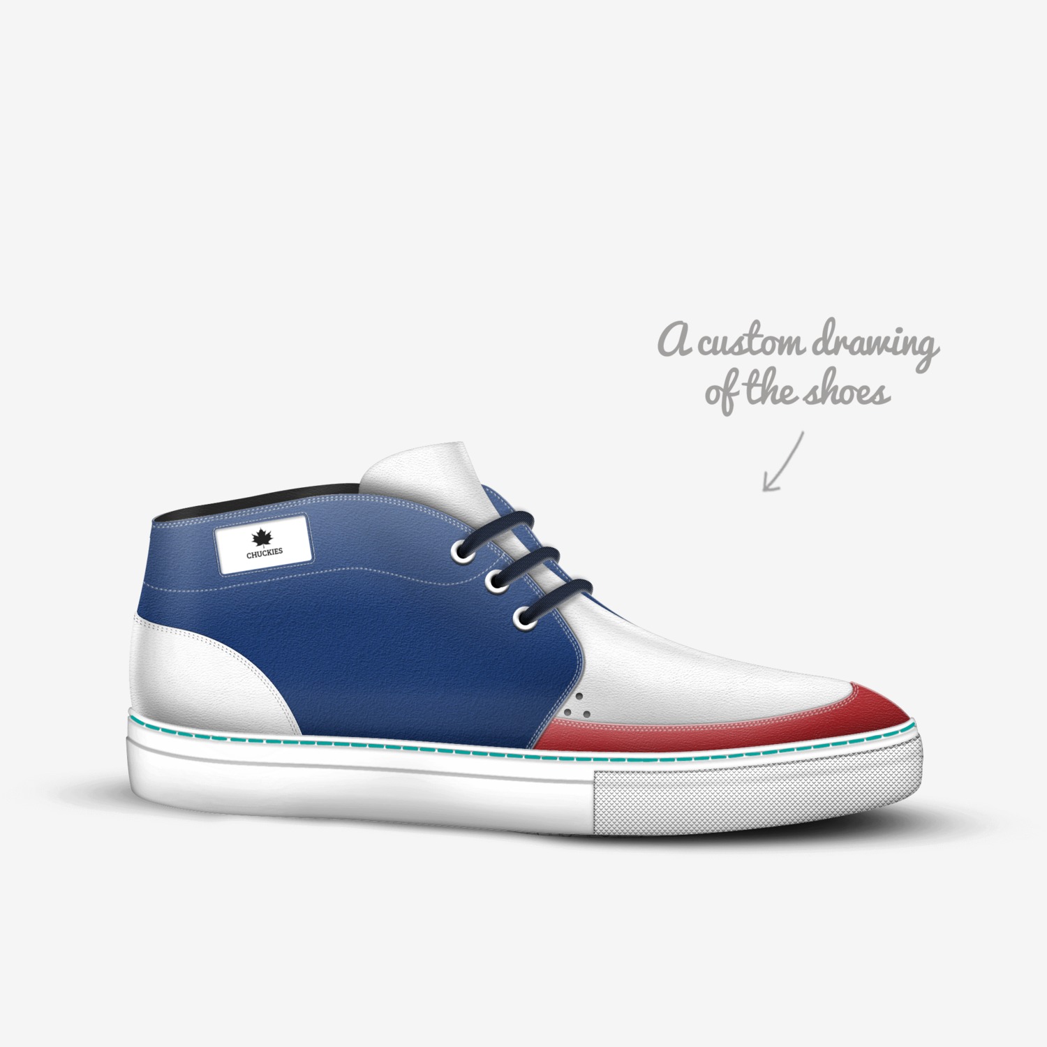 Chuckies custom made in Italy shoes by Charles Willims | Sketch view