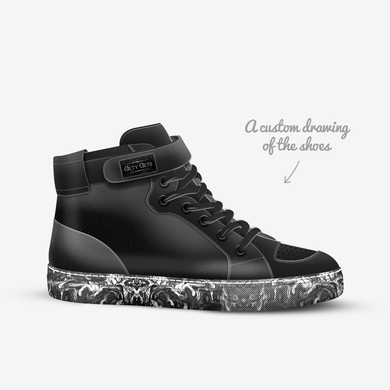 GetyGets_agency custom made in Italy shoes by Agency Aliveshoes | Sketch view