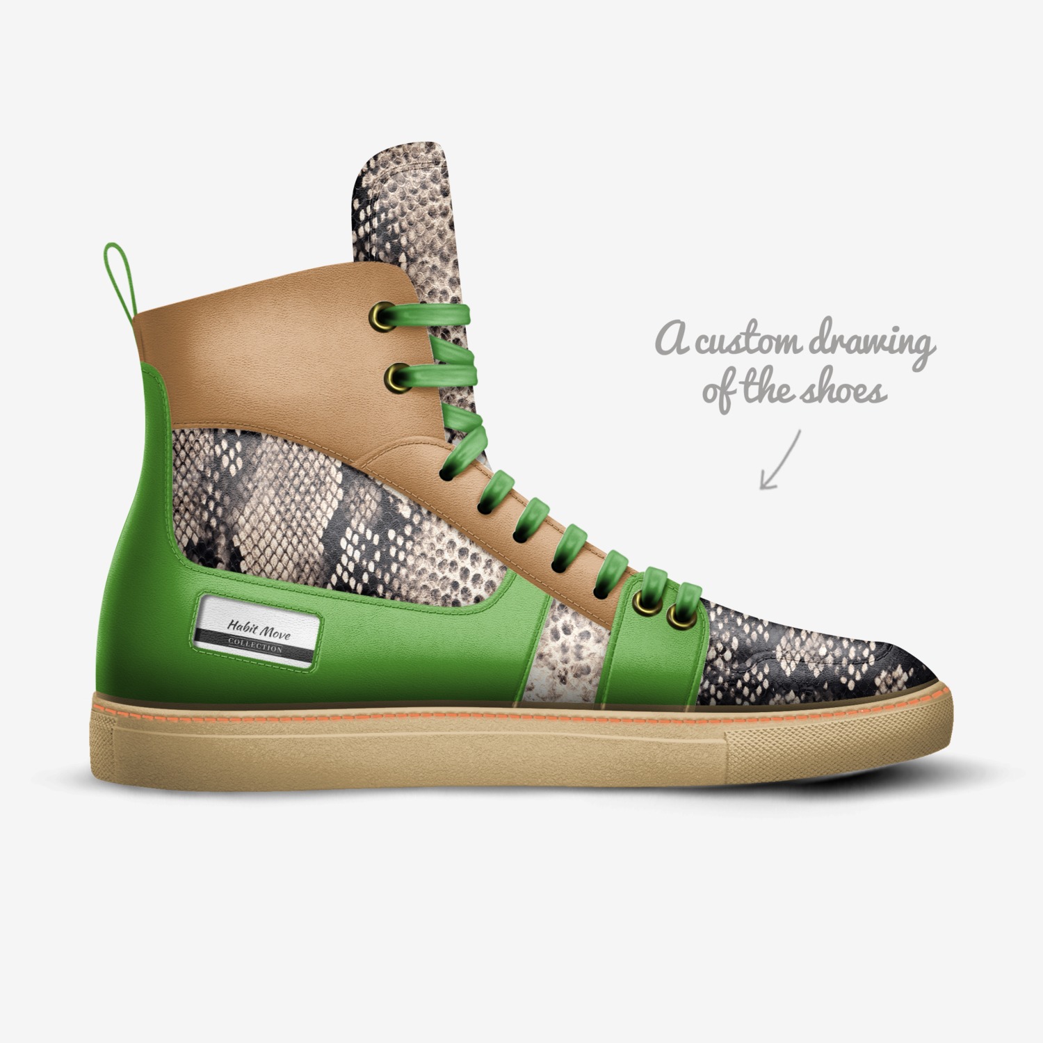 Habit Move custom made in Italy shoes by Primus Baron Tirakan | Sketch view
