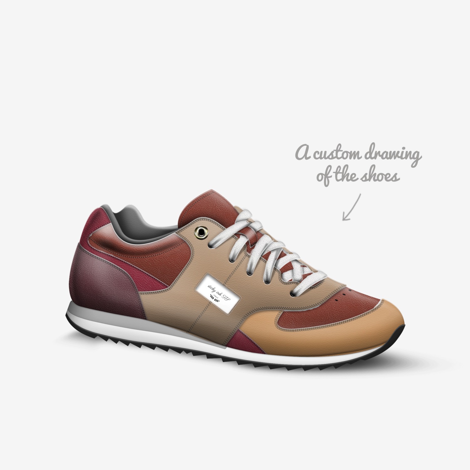 sticky ink TS custom made in Italy shoes by Shawn Hall | Sketch view