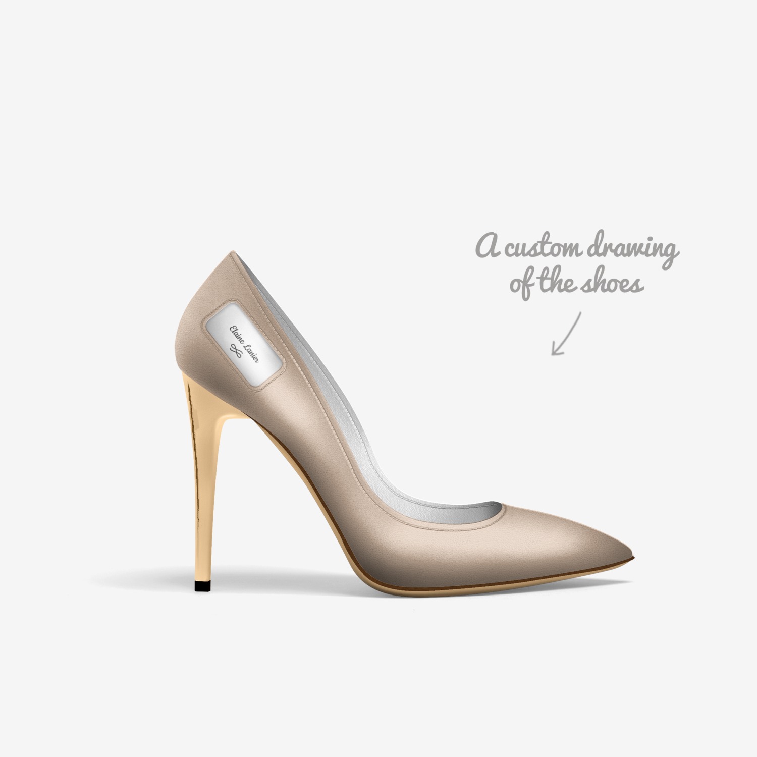 Queen Anne's custom made in Italy shoes by Sandra Lanier | Sketch view