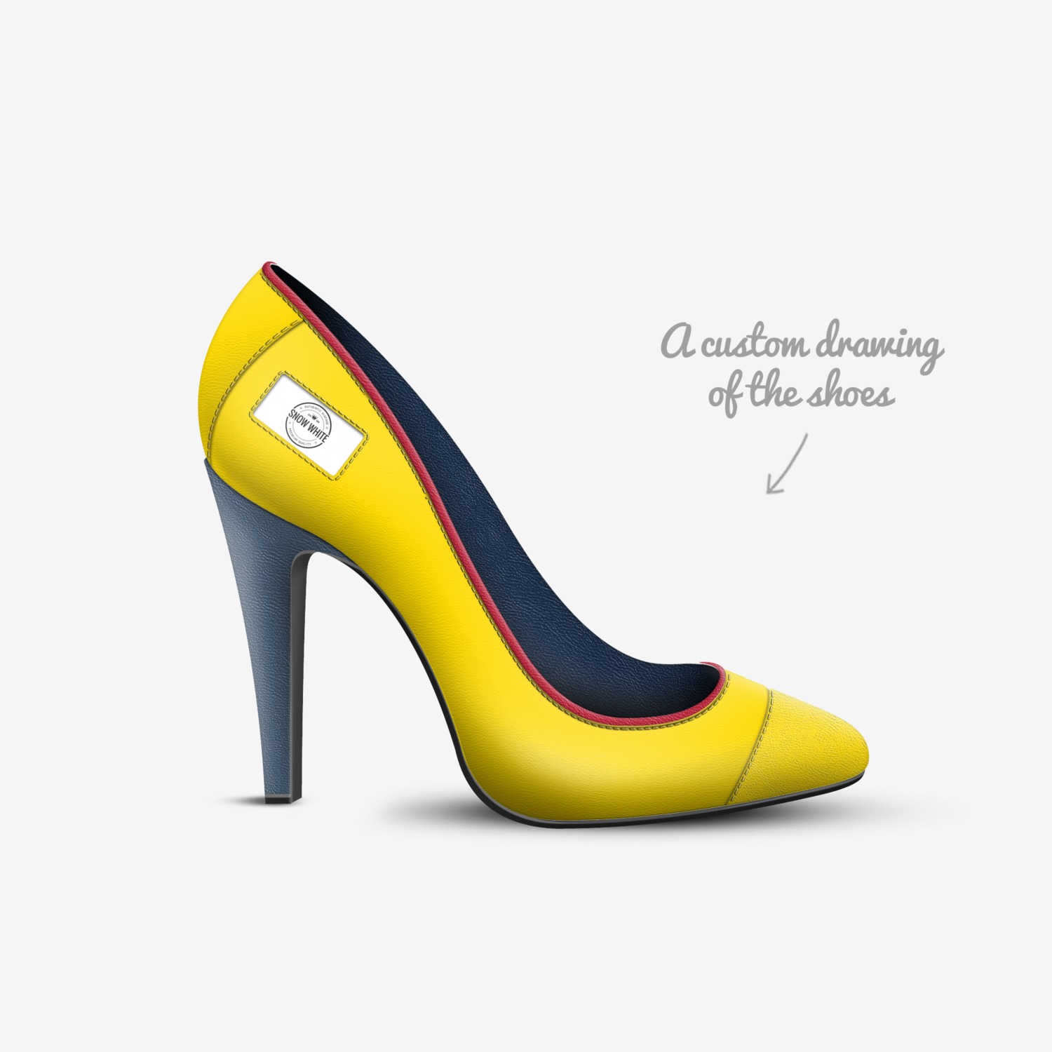 Snow white custom made in Italy shoes by Kylee Christian | Sketch view