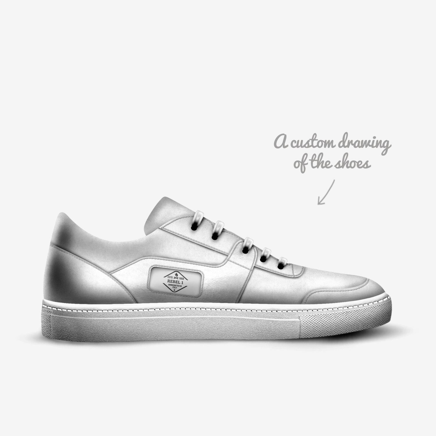 REBEL 1 custom made in Italy shoes by Patrice Tankard | Sketch view