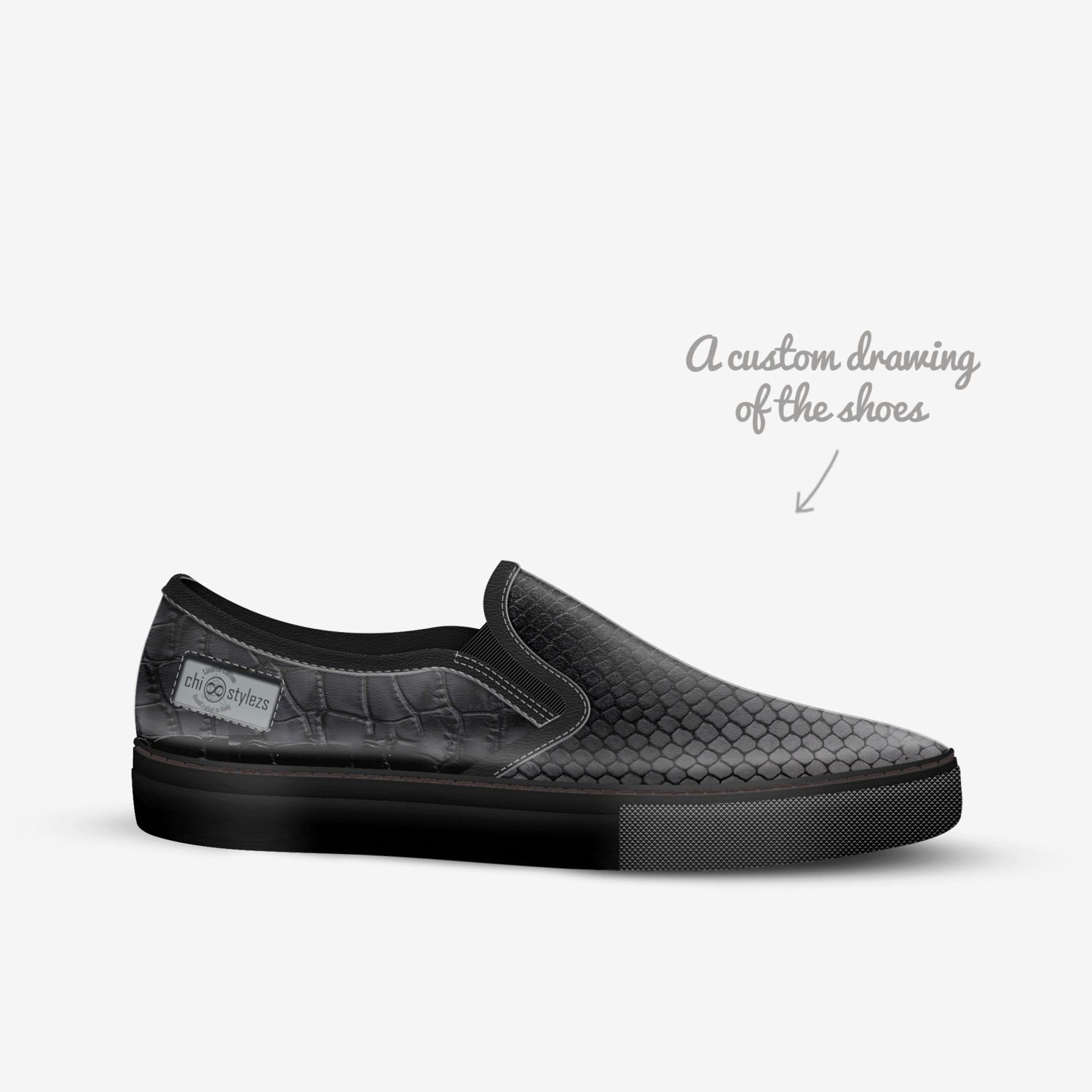 SerengetChi Stepzs custom made in Italy shoes by Jimo Chi | Sketch view