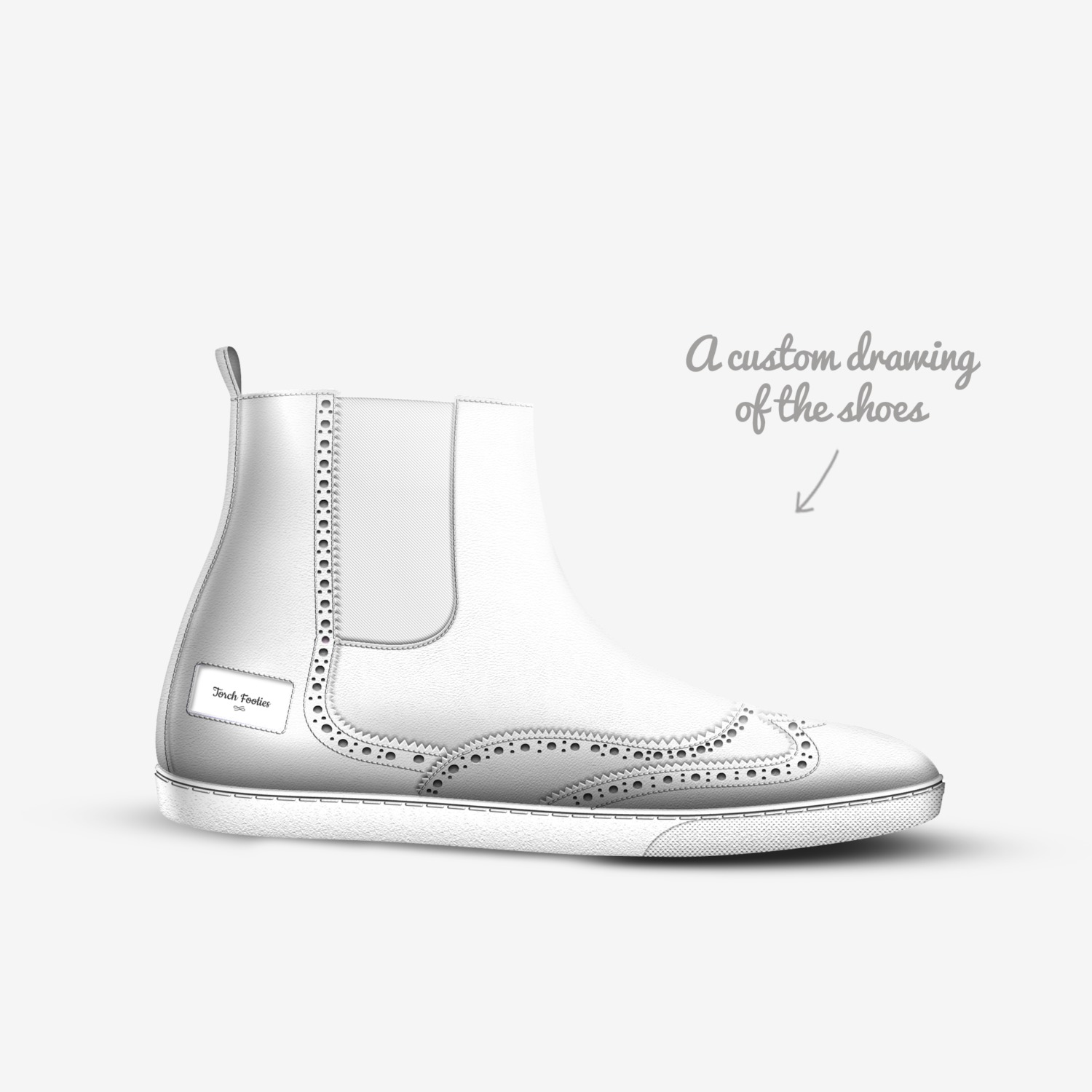 Torch Footies custom made in Italy shoes by Taiye Adejumo | Sketch view