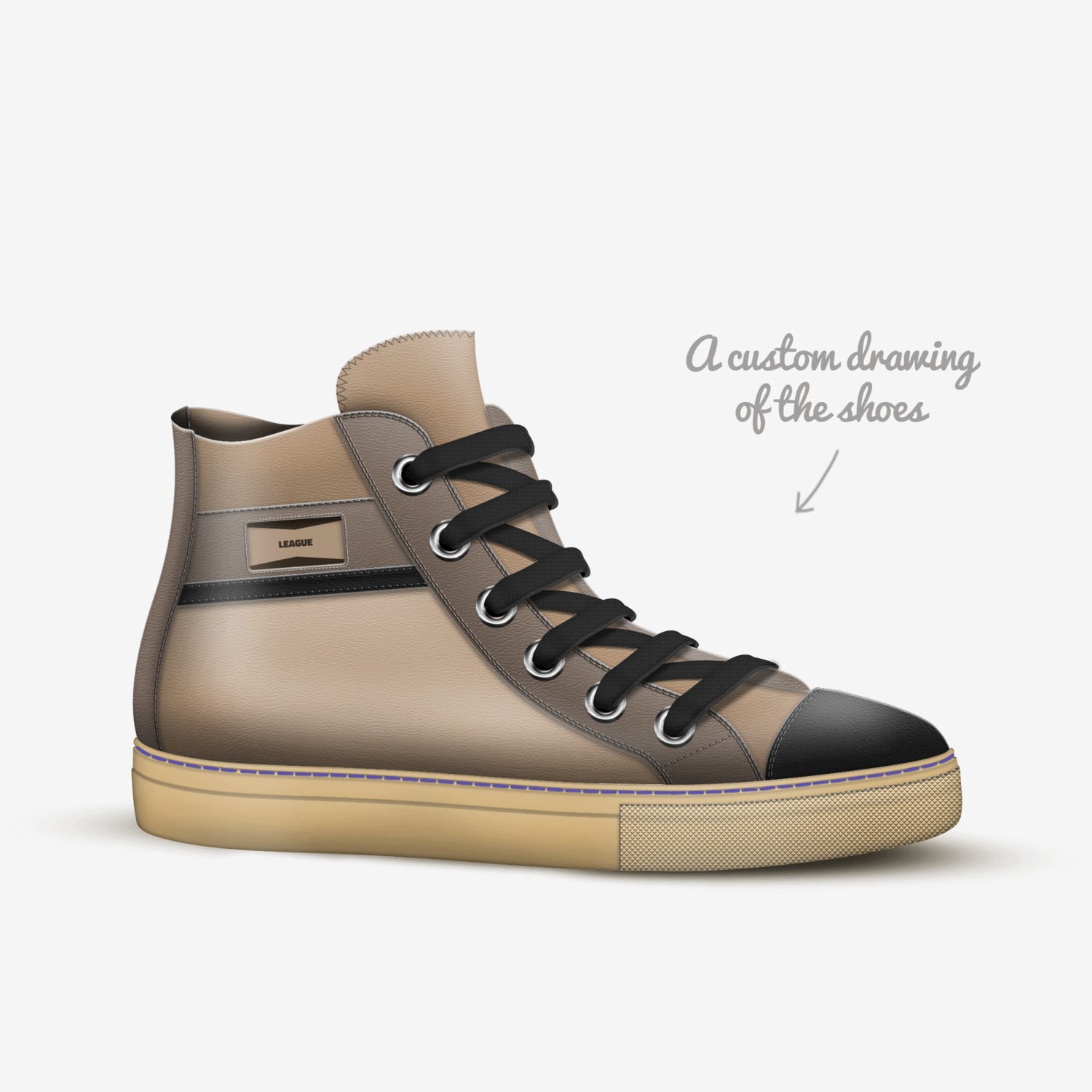 LEAGUE custom made in Italy shoes by Abdullah Çapan | Sketch view