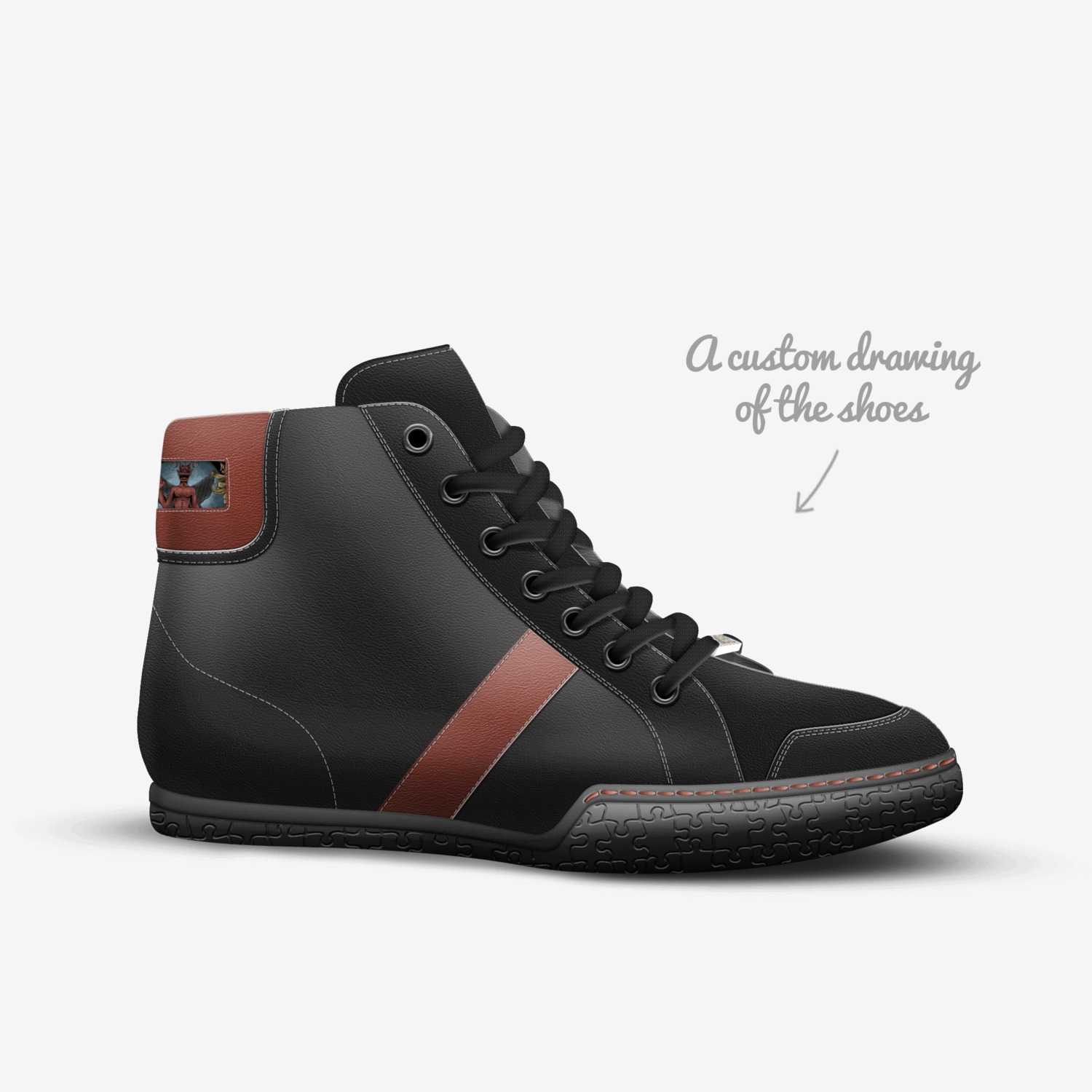 Pazuzu custom made in Italy shoes by James Beam | Sketch view