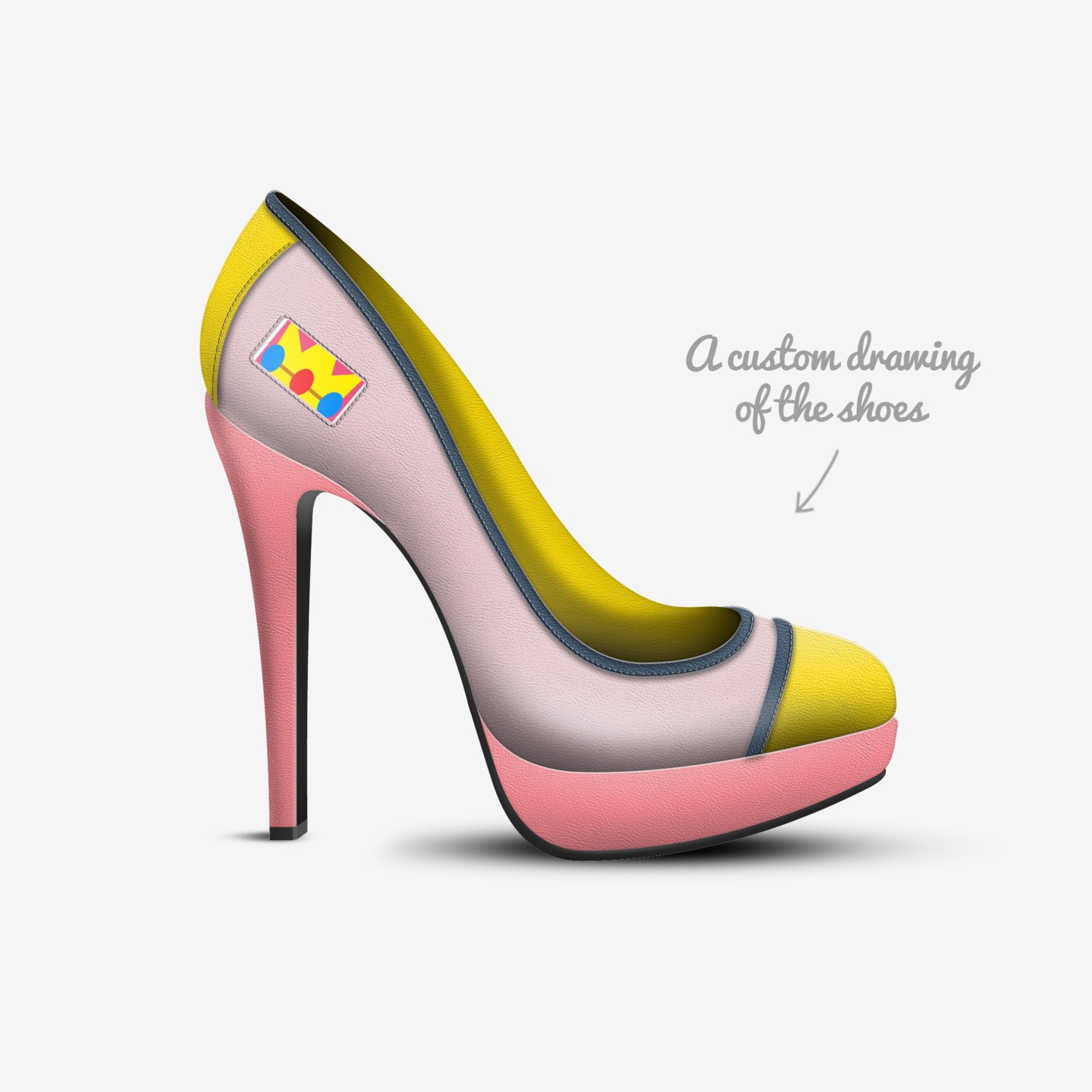 Peach Princess custom made in Italy shoes by Blackluxmatters | Sketch view