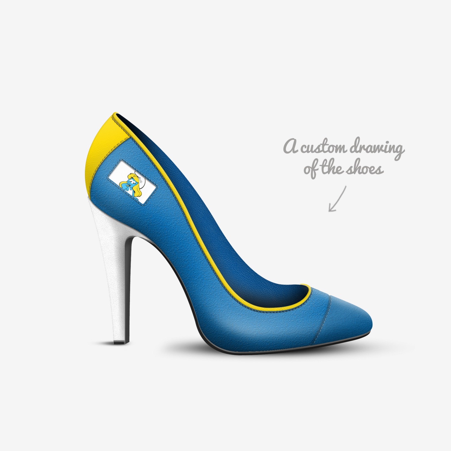 Smurfette custom made in Italy shoes by Blackluxmatters | Sketch view