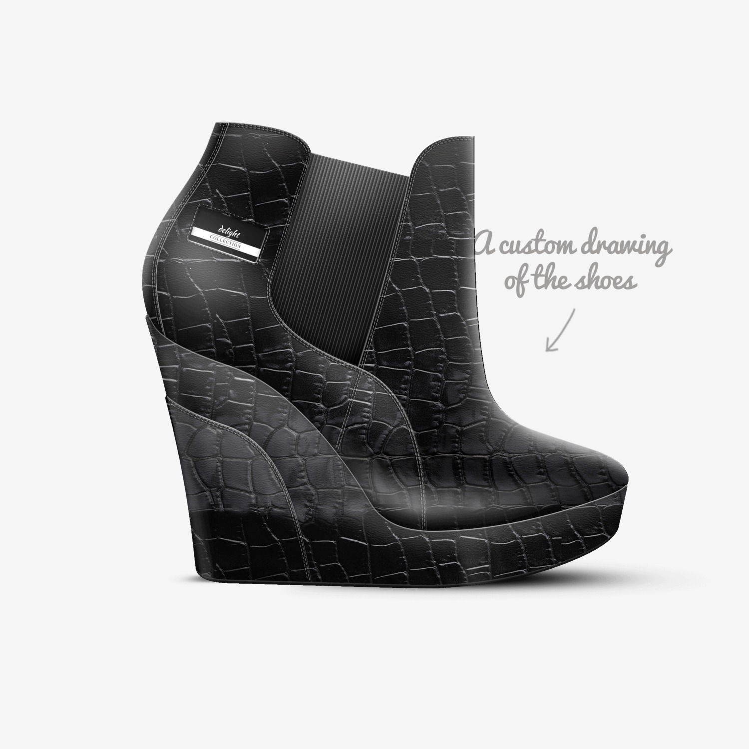 delight custom made in Italy shoes by Paula Dow | Sketch view