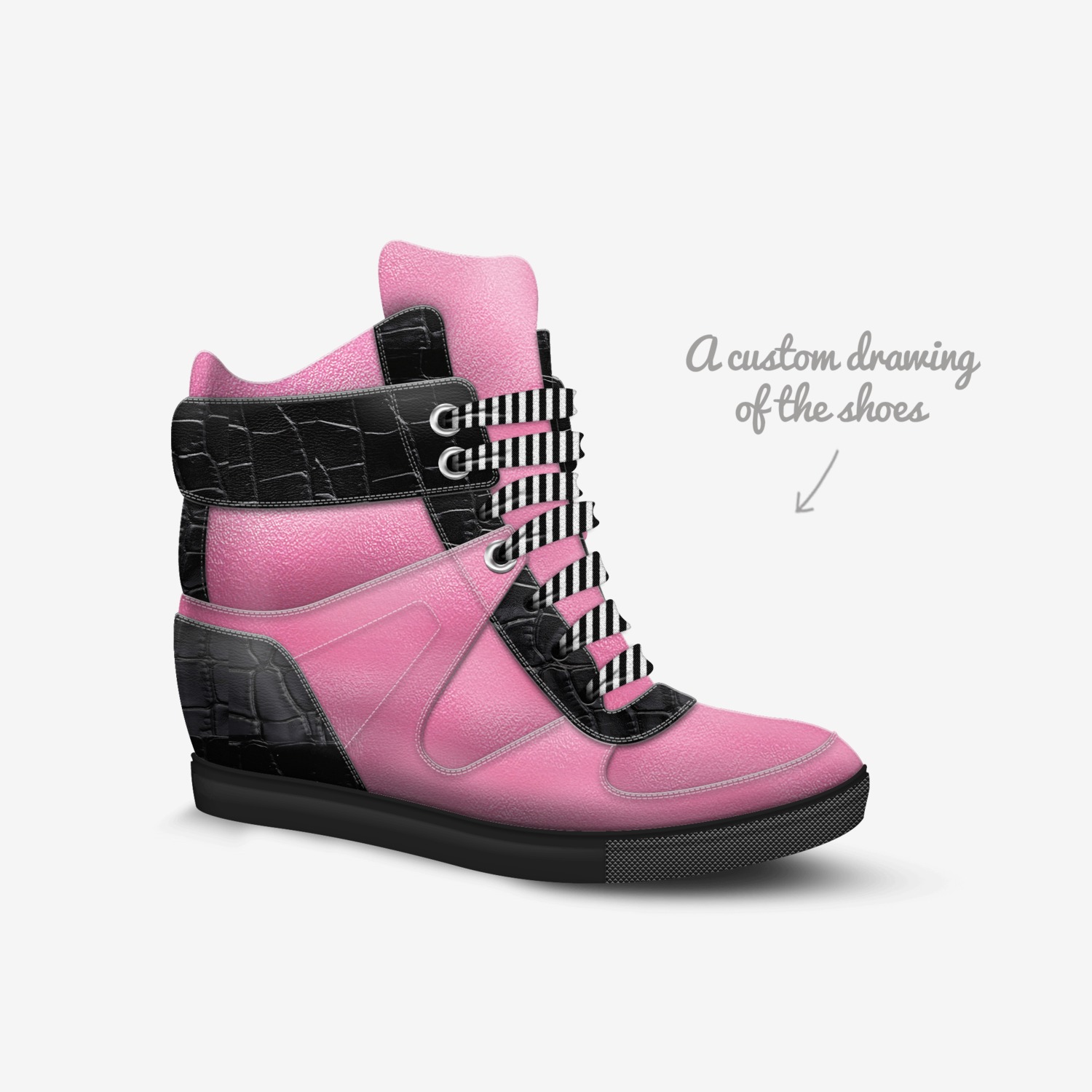 HOPE Wedge custom made in Italy shoes by SHE Warrior | Sketch view