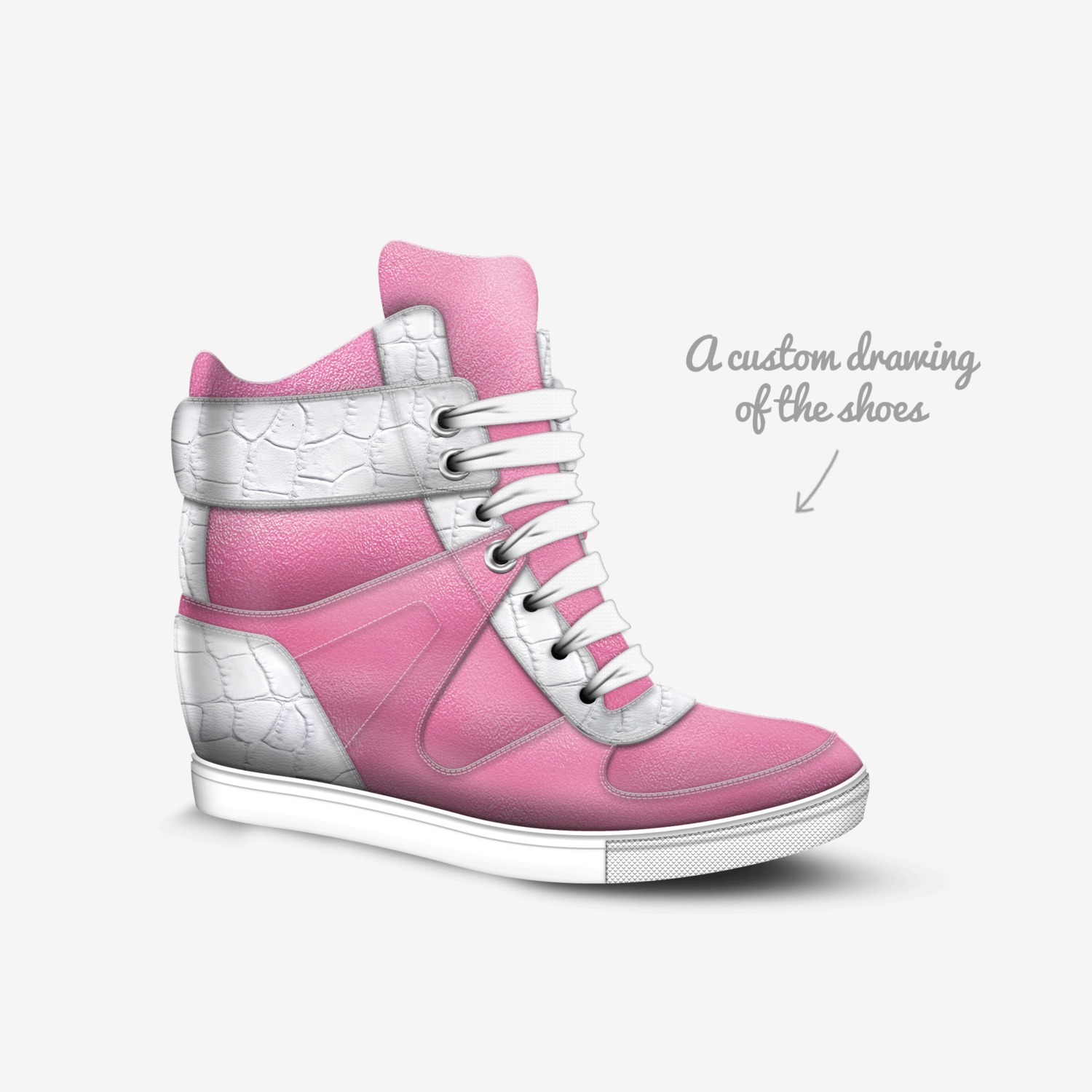 HOPE WEDGE WHITE custom made in Italy shoes by SHE Warrior | Sketch view