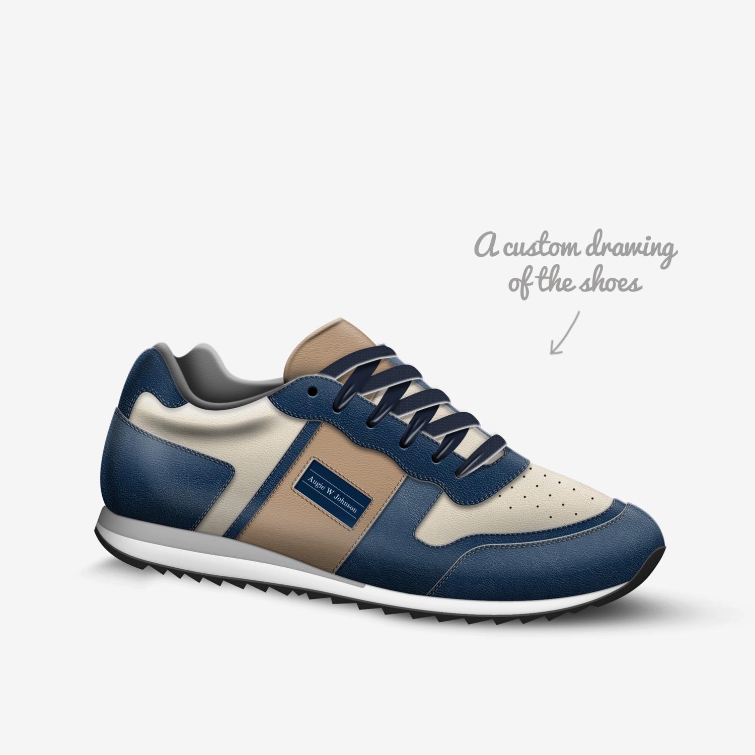 Augie W Johnson custom made in Italy shoes by Tishema Johnson Cromwell | Sketch view