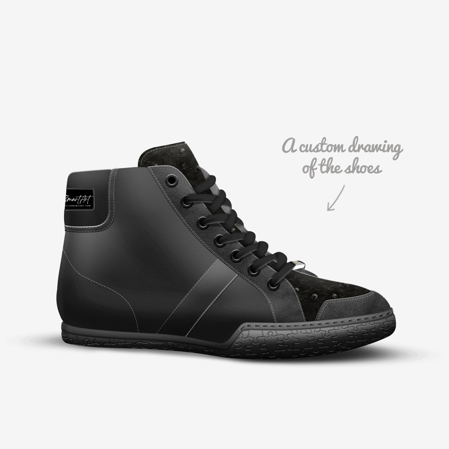 Black Notes custom made in Italy shoes by Tamika S | Sketch view