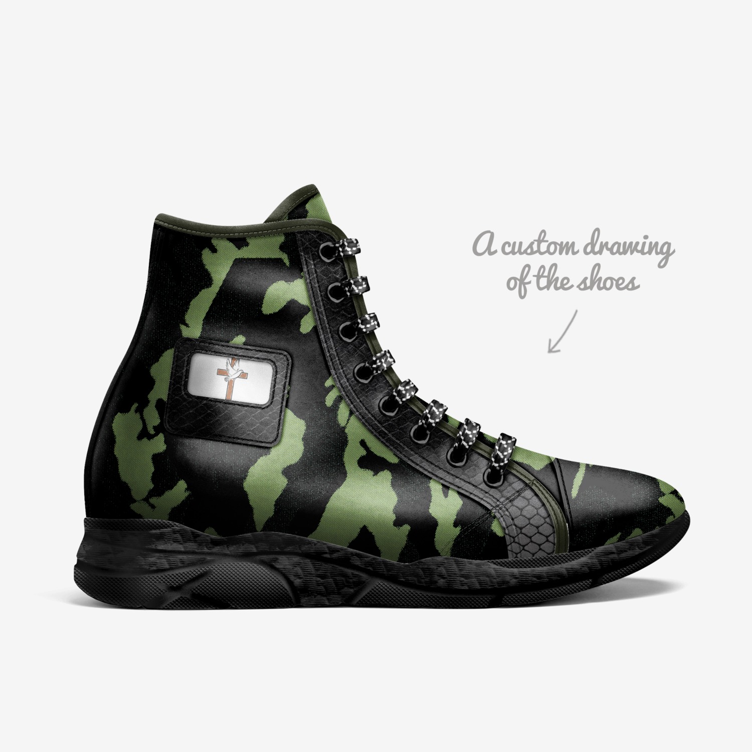 Morning Joy Camo  custom made in Italy shoes by Designs By Dako | Sketch view