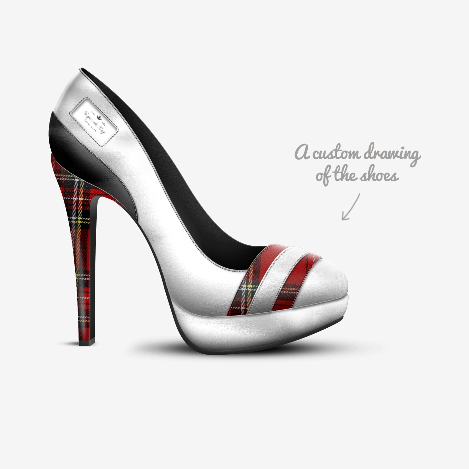 Boqorada Raz custom made in Italy shoes by Selena A Razo Bell | Sketch view