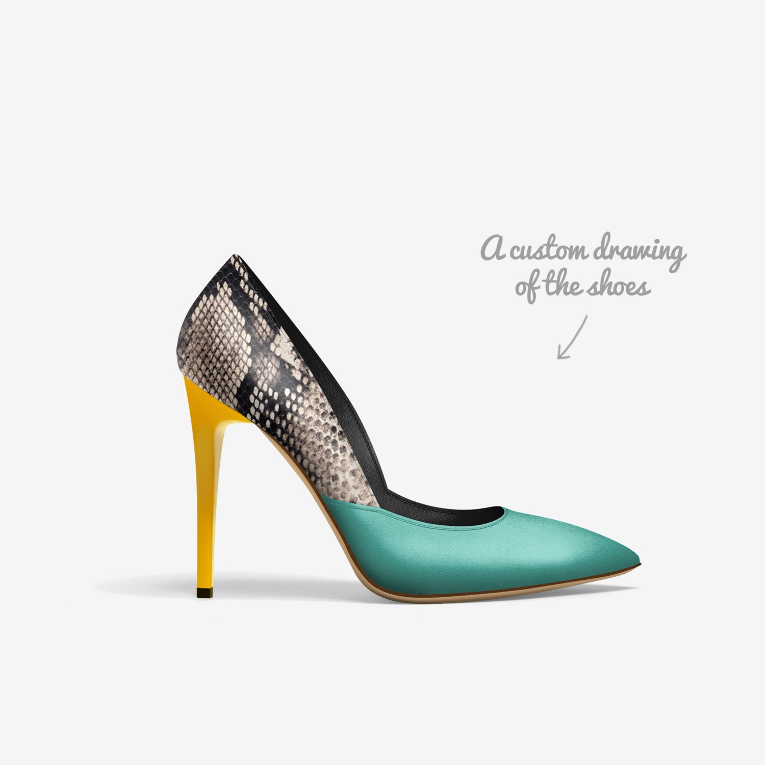 Astratta custom made in Italy shoes by Tiffany Guido | Sketch view
