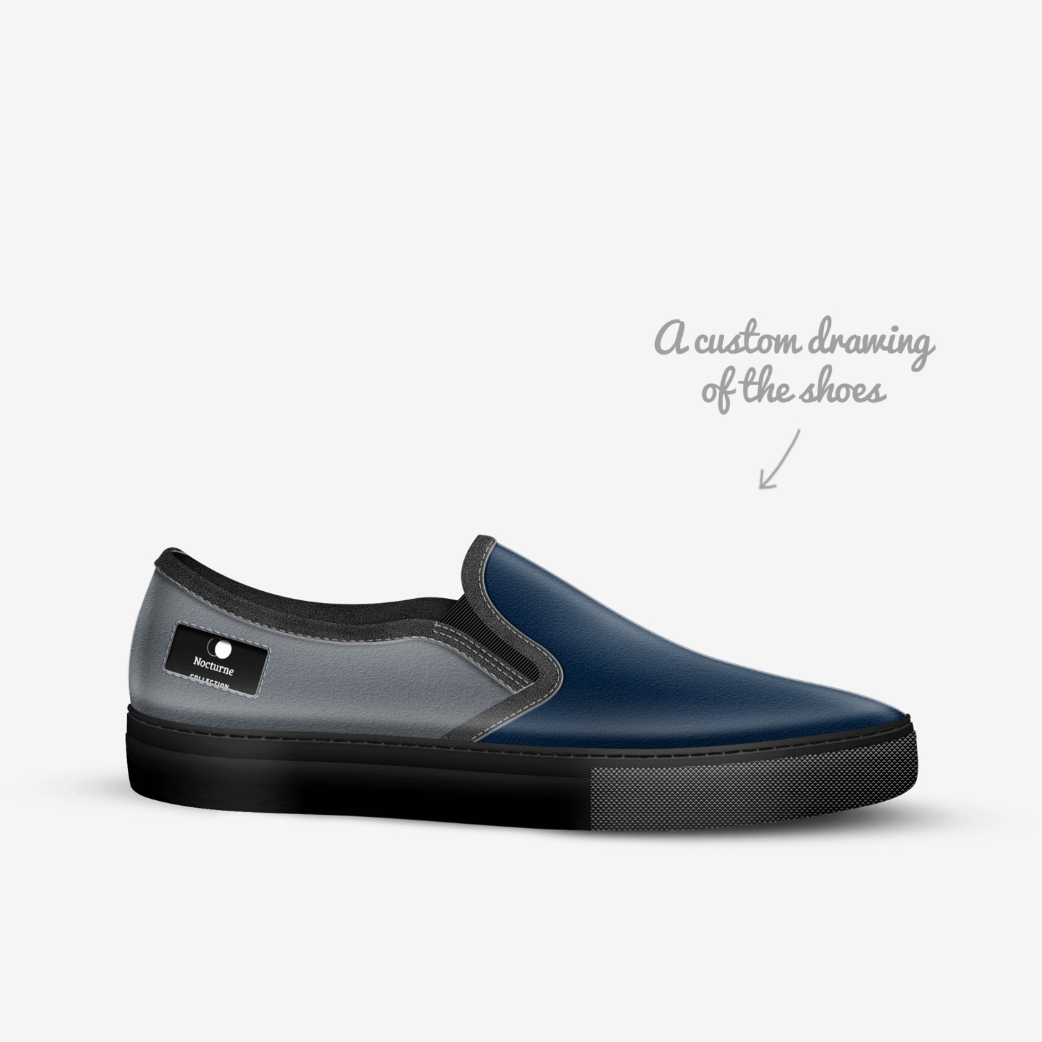 Nocturne custom made in Italy shoes by Tiffany Tunis | Sketch view
