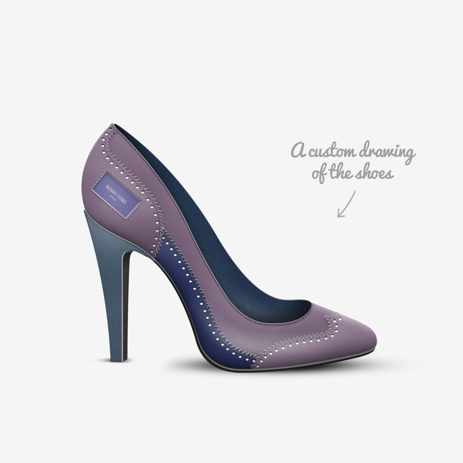 BOHO GIRL custom made in Italy shoes by Marijke Verkerk Design | Sketch view