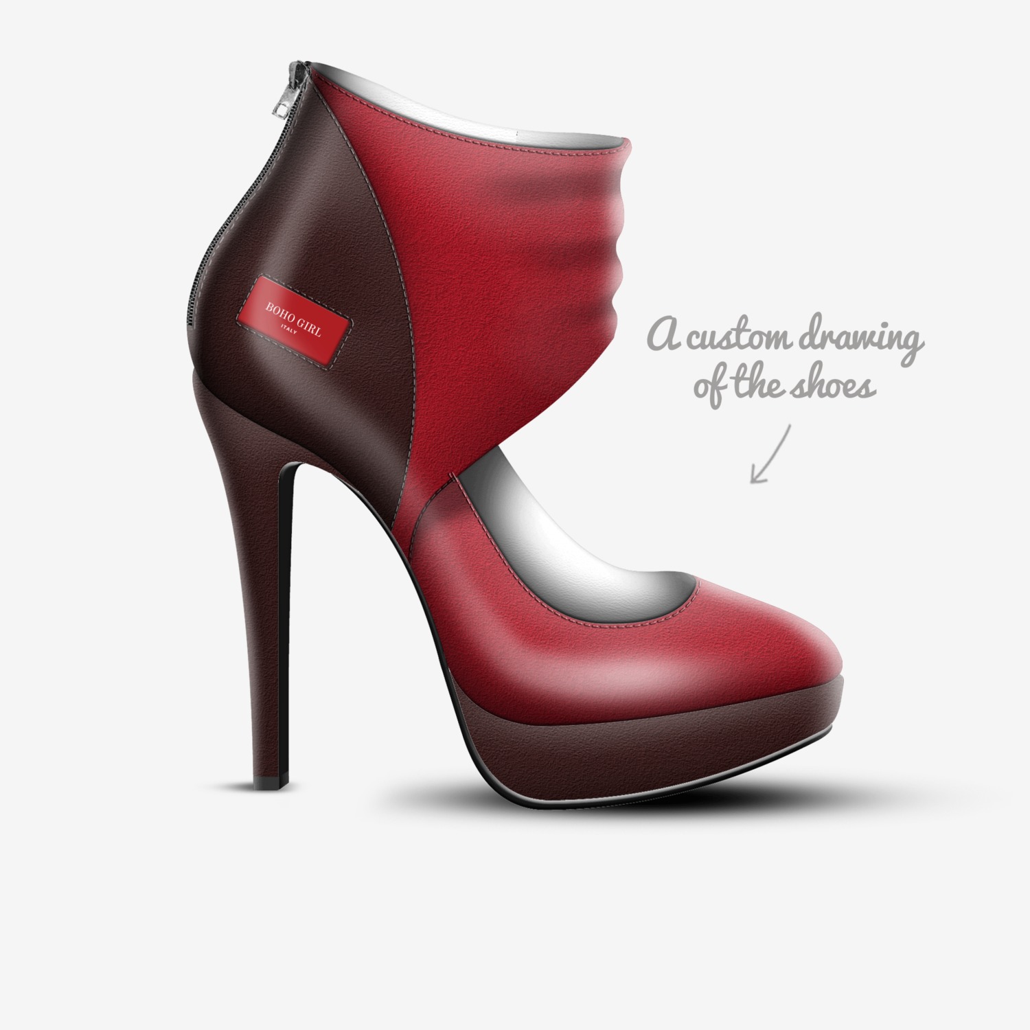BOHO GIRL custom made in Italy shoes by Marijke Verkerk Design | Sketch view