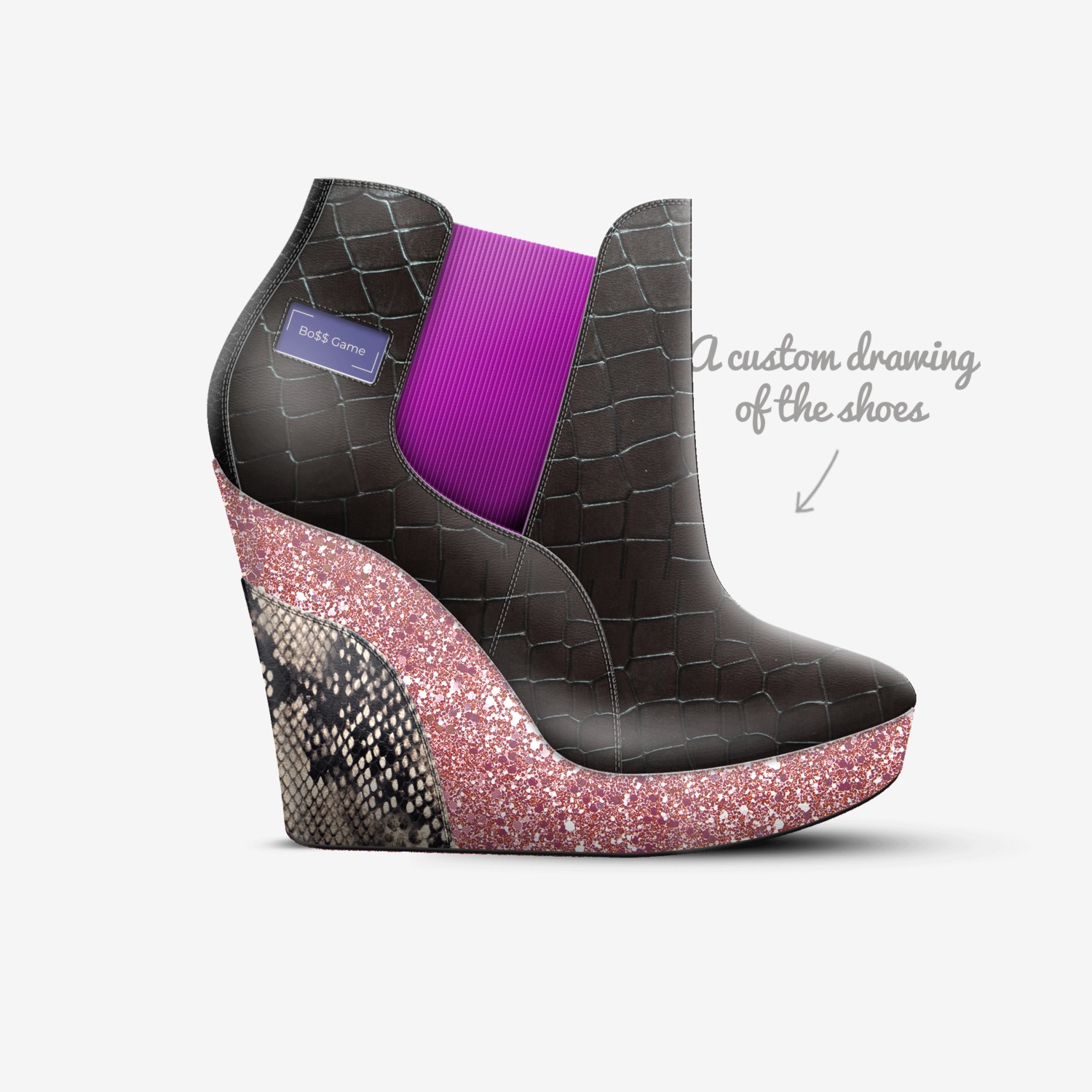 The Revenge Collec custom made in Italy shoes by Ashley Williams | Sketch view