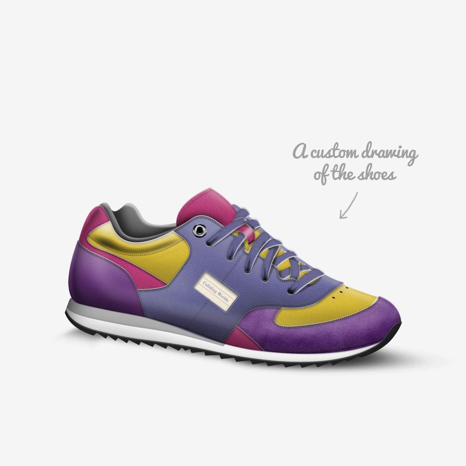 Colliding Worlds custom made in Italy shoes by Angela Valente-romeo | Sketch view