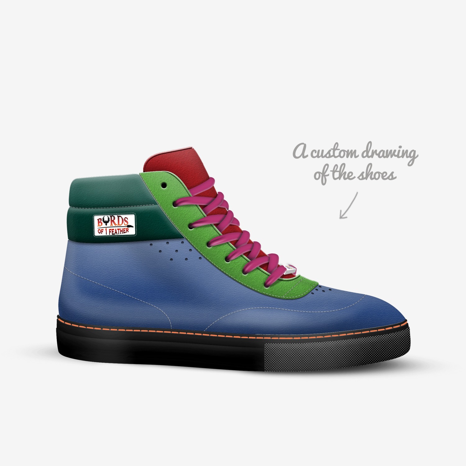 Byrds of 1 Feather custom made in Italy shoes by Pamela D Smith | Sketch view