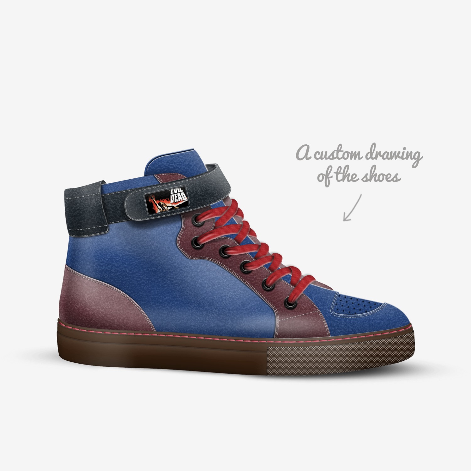 Evil DeadFoot custom made in Italy shoes by Joe Laston | Sketch view