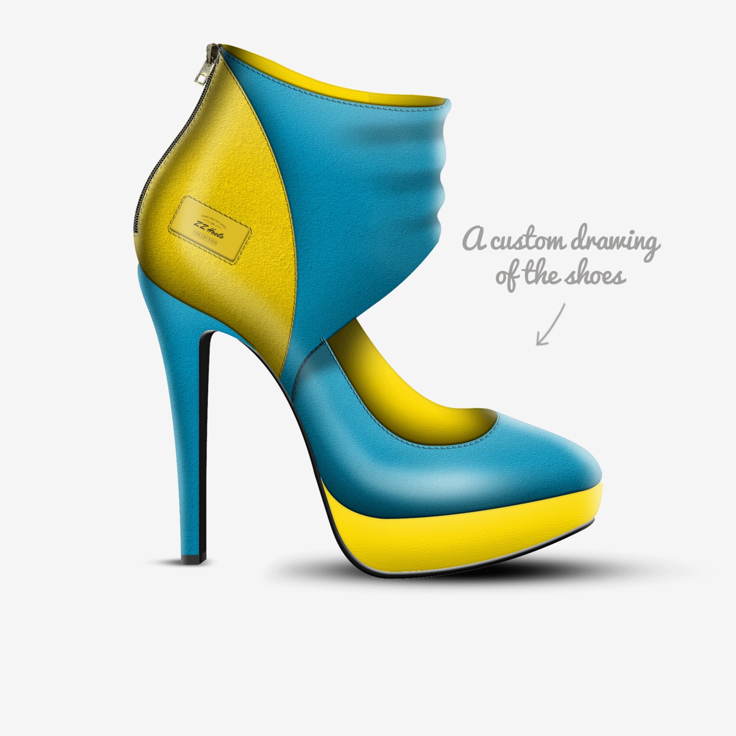 ZZ Heels custom made in Italy shoes by Zeanetta Bradley | Sketch view