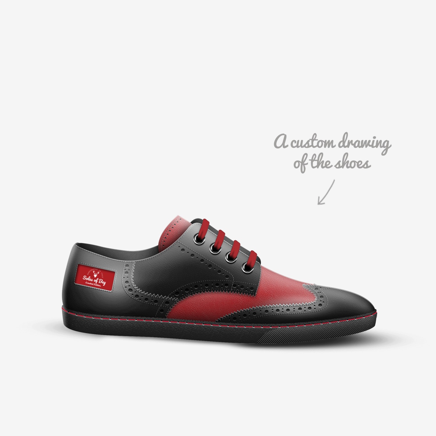 Soles of Bey custom made in Italy shoes by Quiame Bey | Sketch view