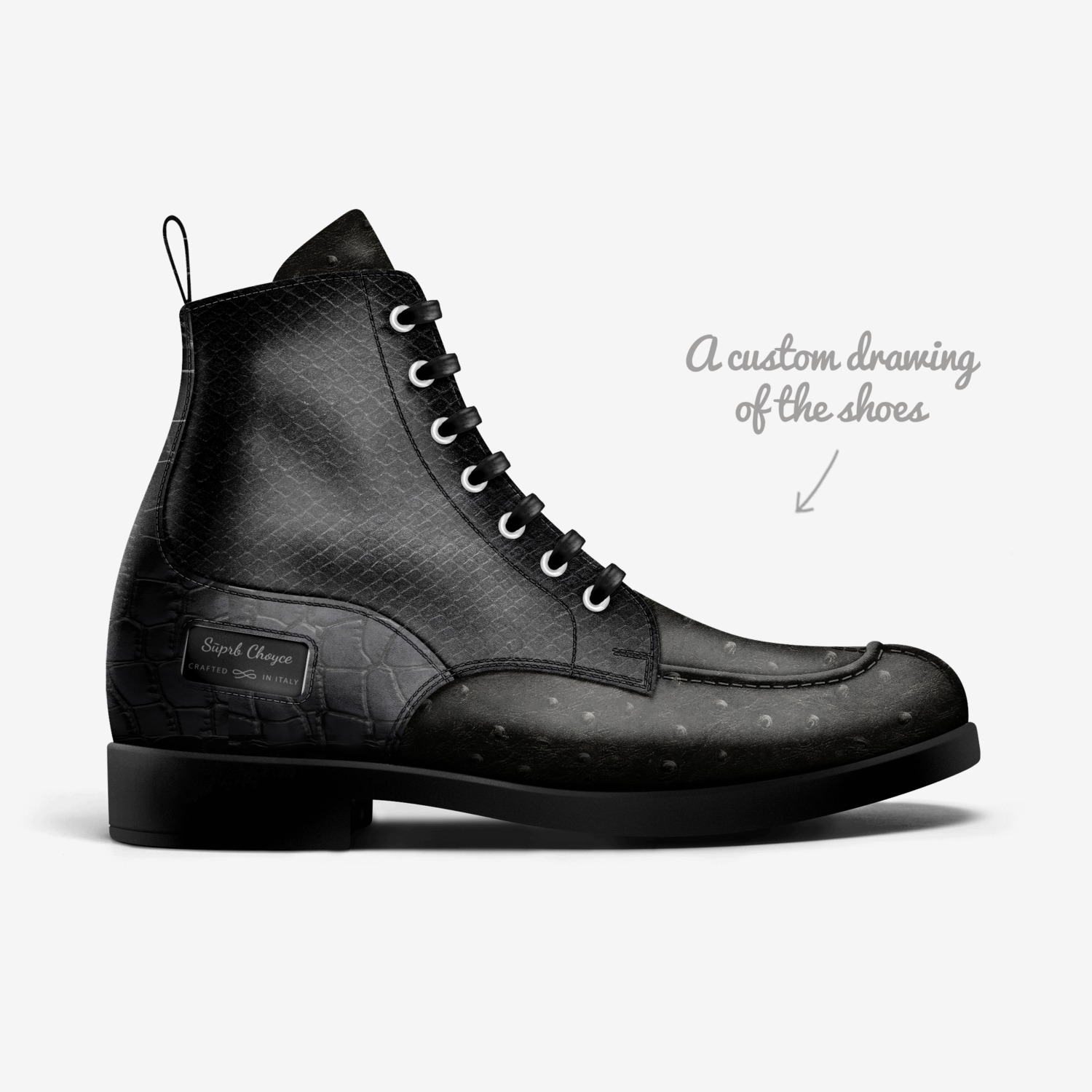 Sūprb Choyce custom made in Italy shoes by Omari Choyce | Sketch view