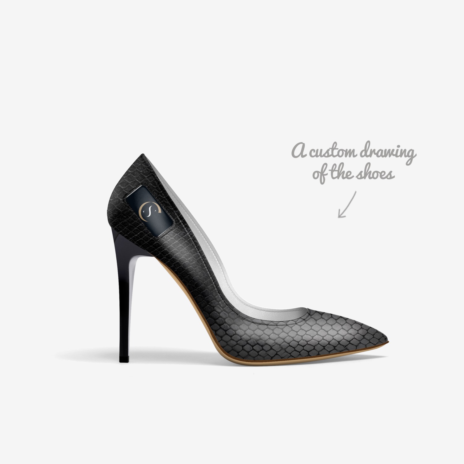 Virtue Stiletto custom made in Italy shoes by Christian Soles Collection | Sketch view