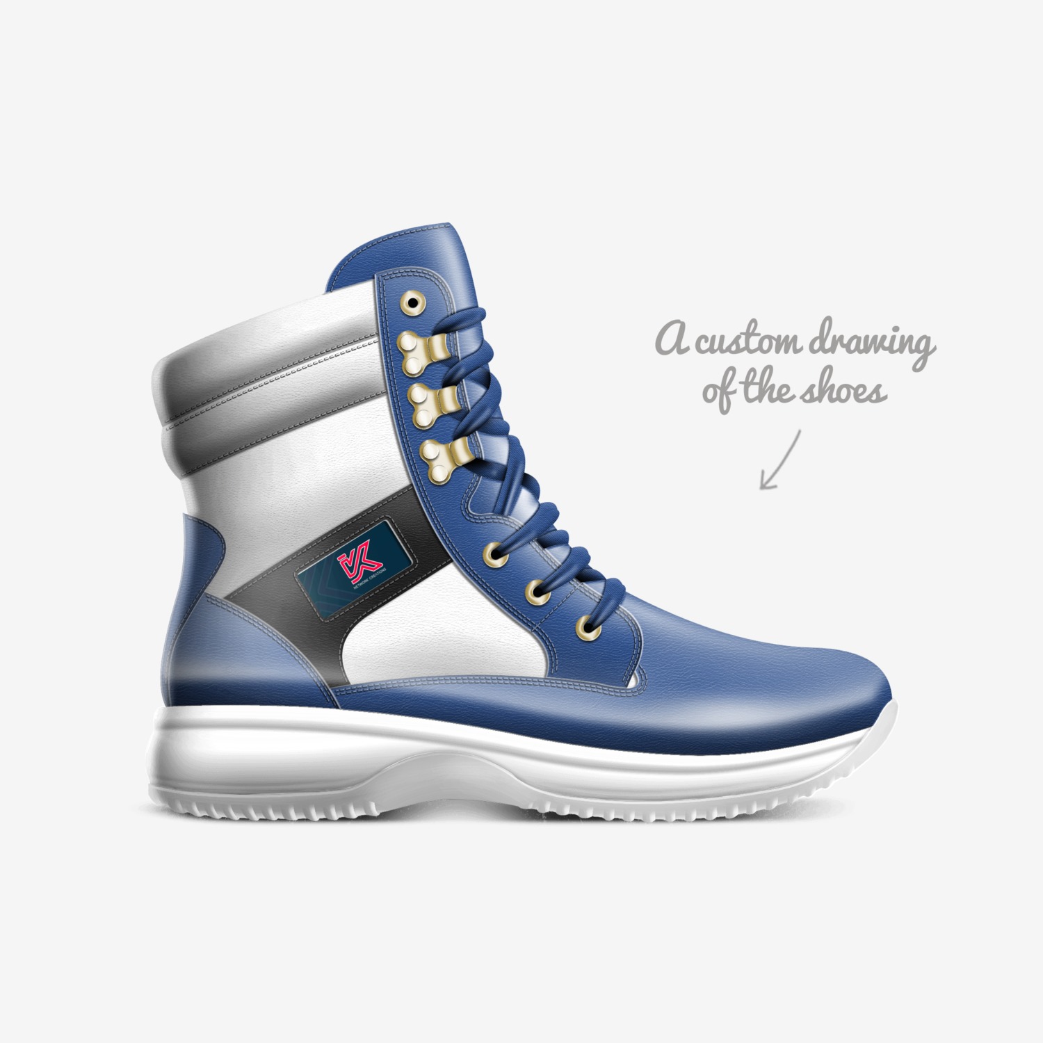 KnightVision.Ink custom made in Italy shoes by Nelly Vee | Sketch view