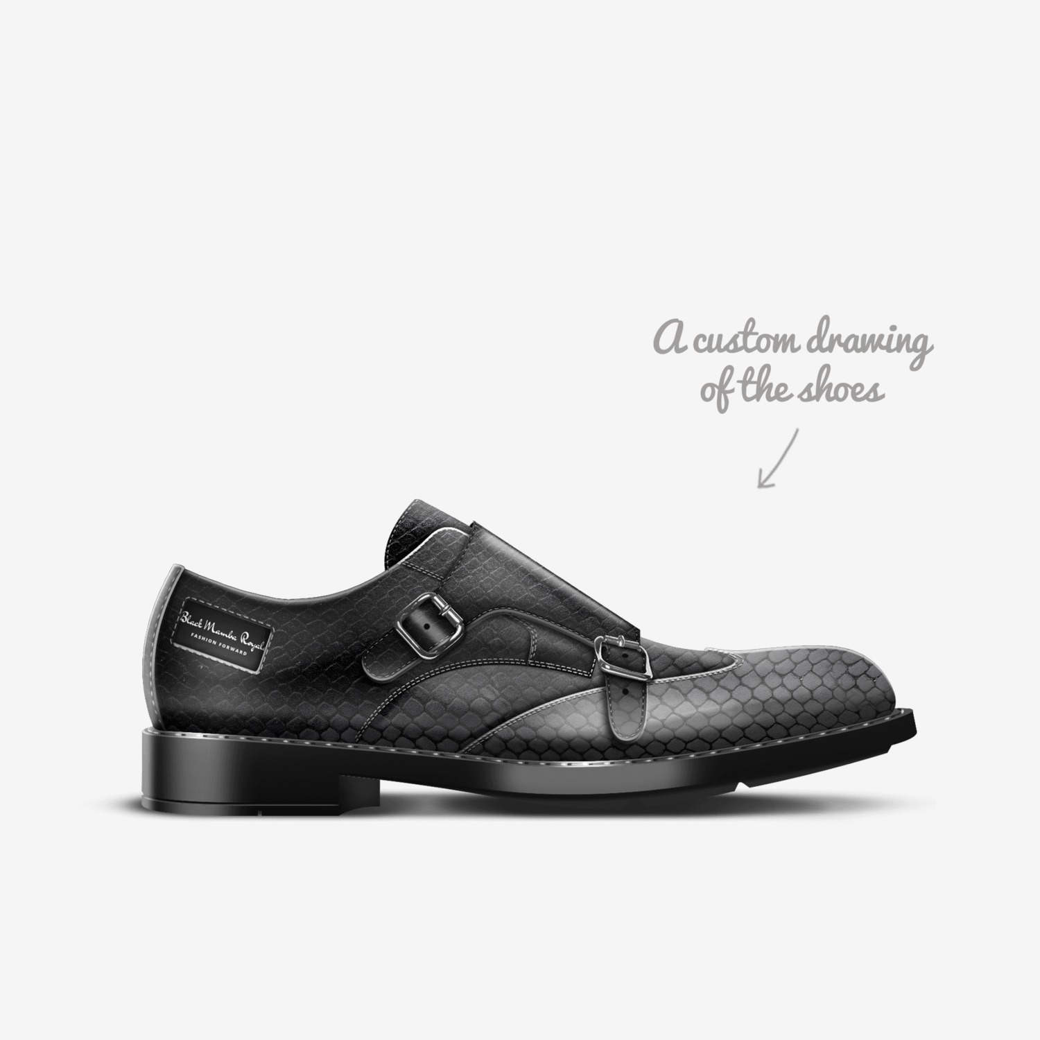Black Mamba Royale custom made in Italy shoes by Bullish Boutique | Sketch view