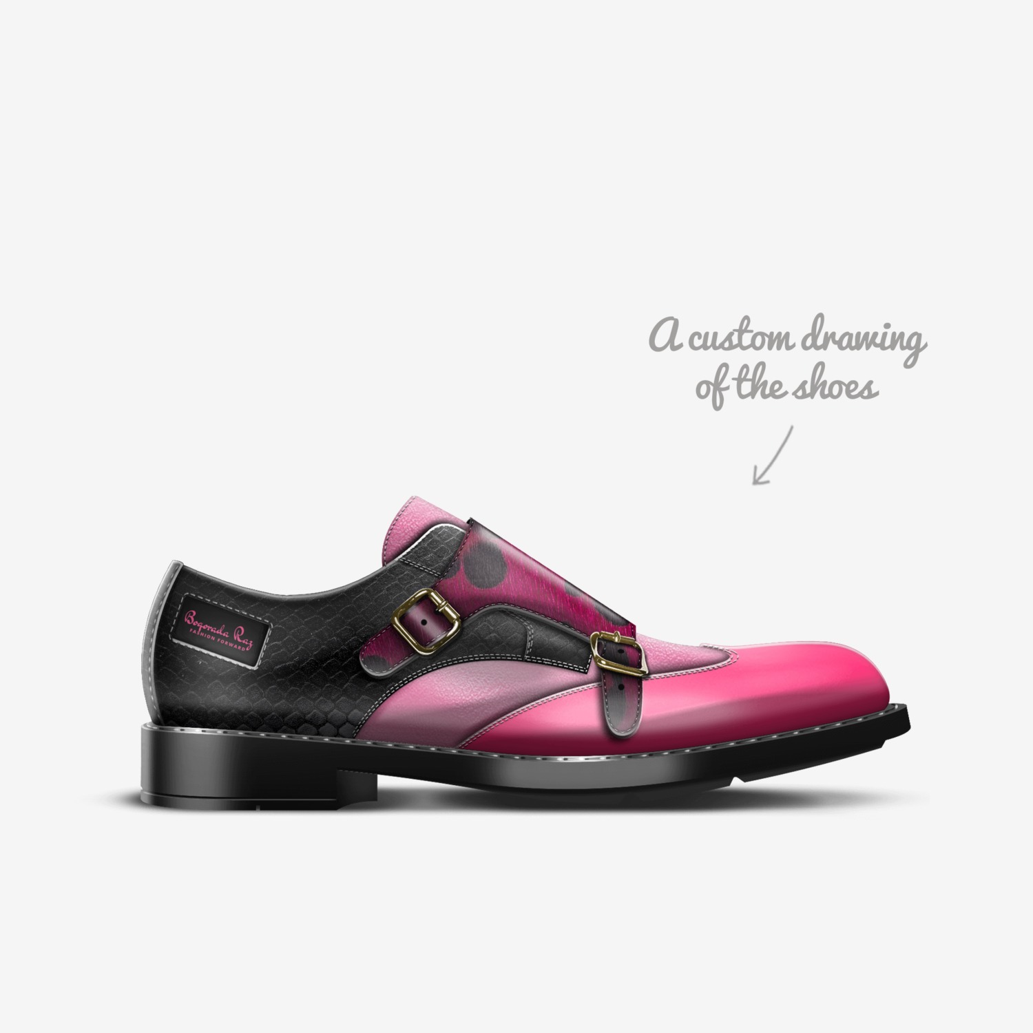 Boqorada Raz  custom made in Italy shoes by Selena A Razo Bell | Sketch view