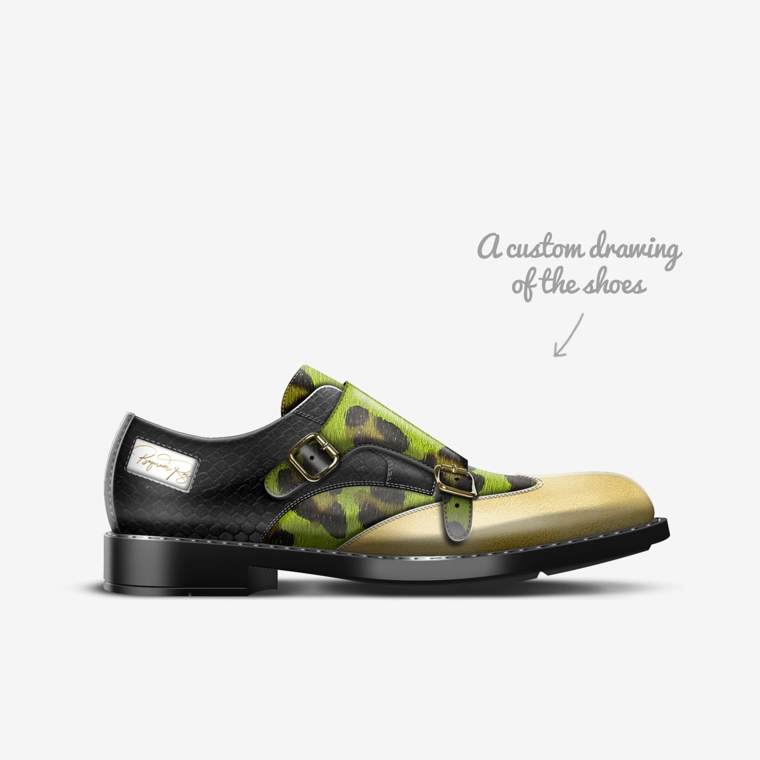 Boqorada Raz custom made in Italy shoes by Selena A Razo Bell | Sketch view
